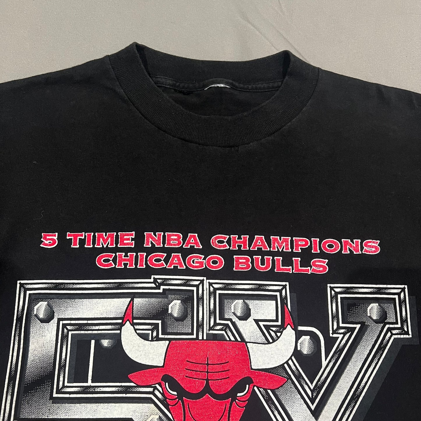Vintage 1997 Chicago Bulls Shirt Mens Medium 5x Champs Black Short Sleeve NBA