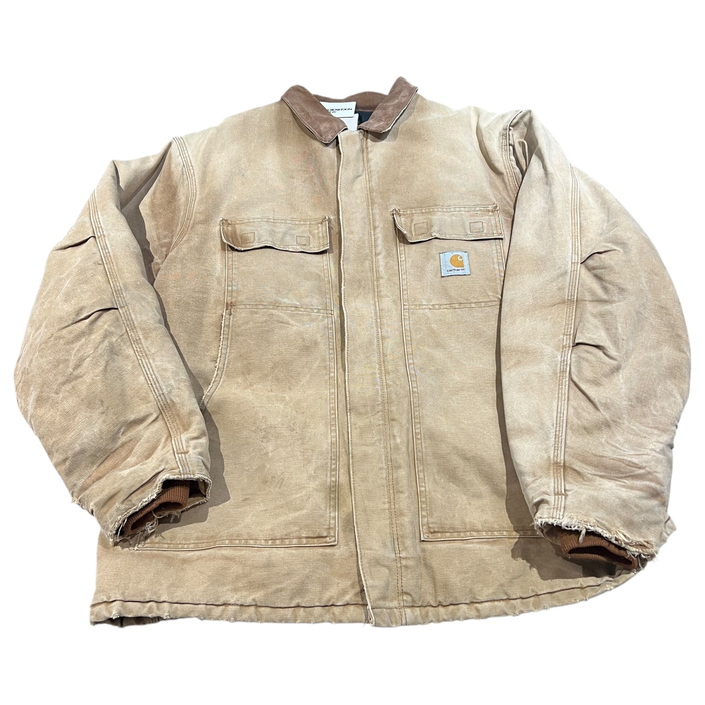 Vintage Carhartt Chore Jacket Mens Large Tan Brown Canvas