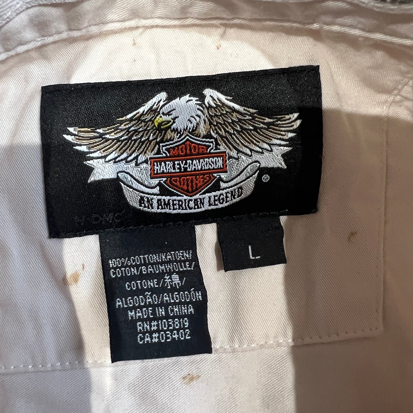 Harley Davidson Shirt Mens Large Button Up Long Sleeve Embroidered Staff