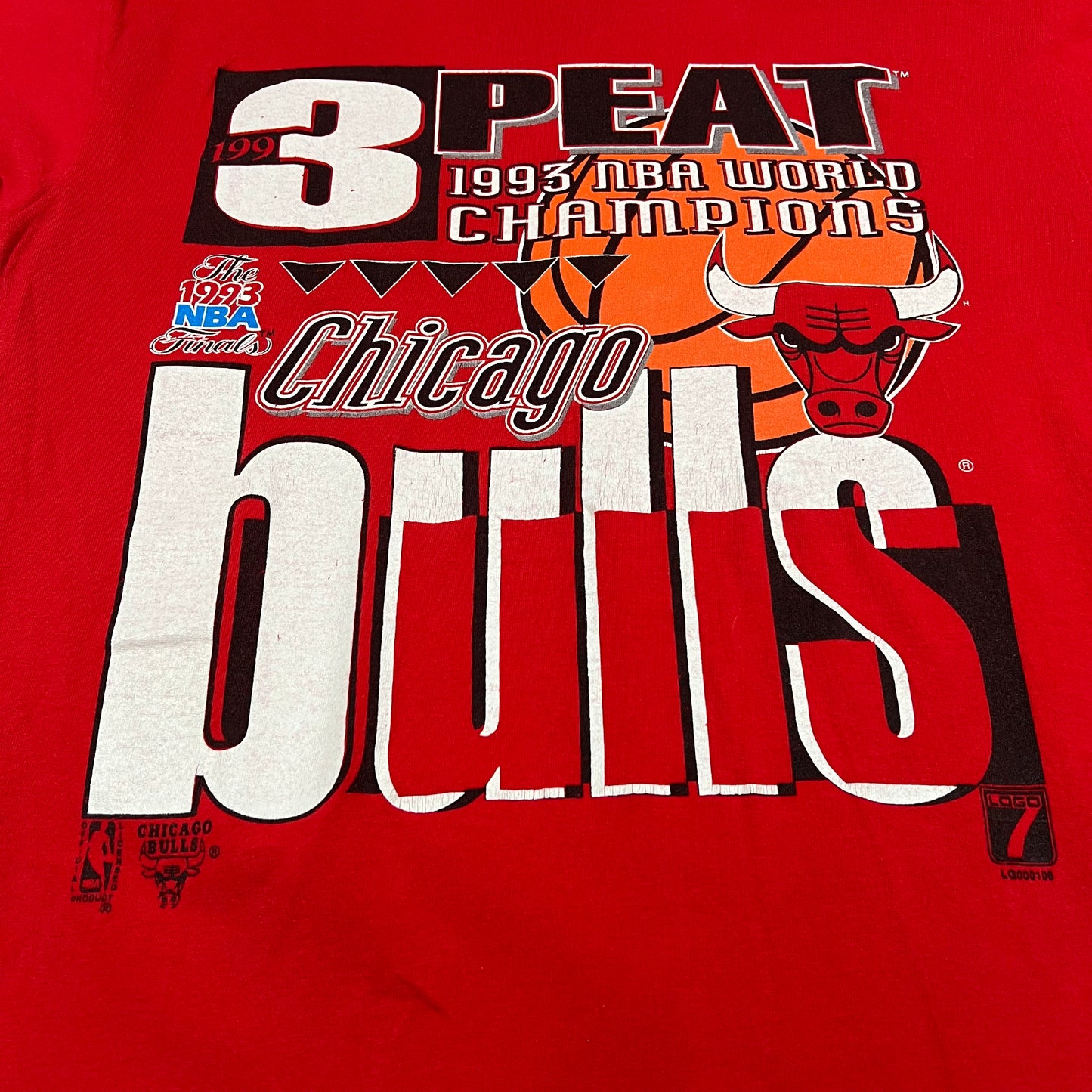 Vintage 1993 Chicago Bulls Shirt Mens XL Logo 7 Red Short Sleeve NBA Finals 3-Peat