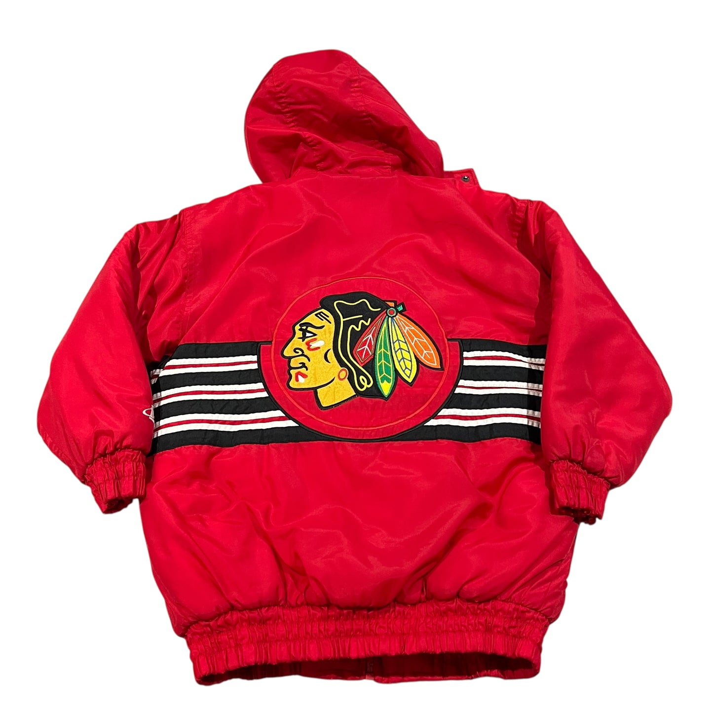Vintage 90's Chicago Blackhawks Kids Youth Small 8 Puffer Jacket NHL Logo Athletic