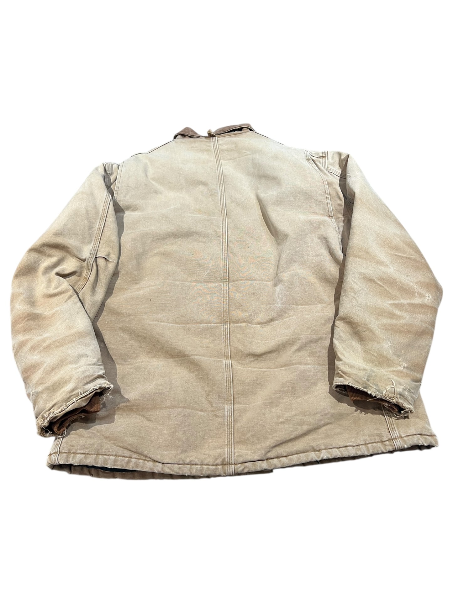 Vintage Carhartt Chore Jacket Mens Large Tan Brown Canvas
