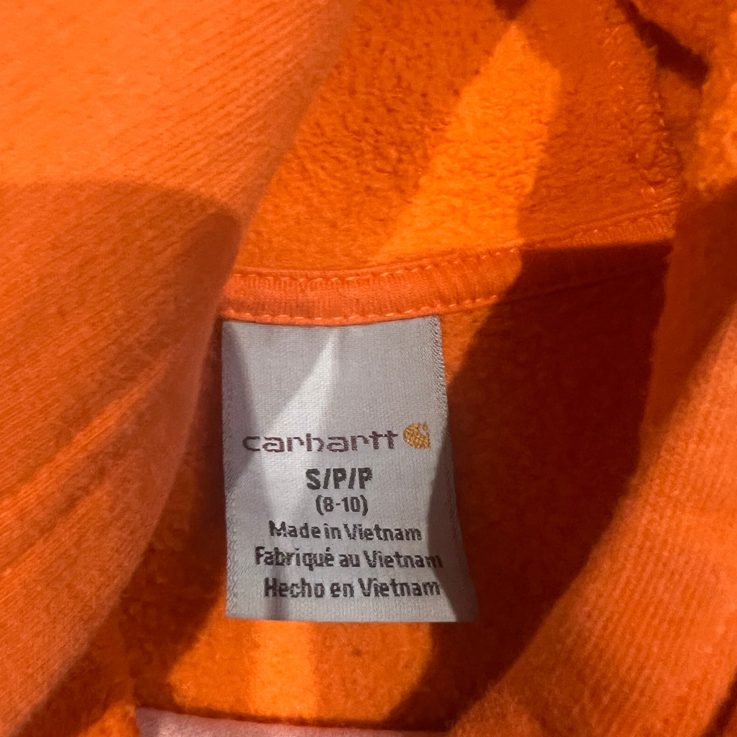Carhartt Hoodie Kids Youth Small Orange 8-10 Sweatshirt