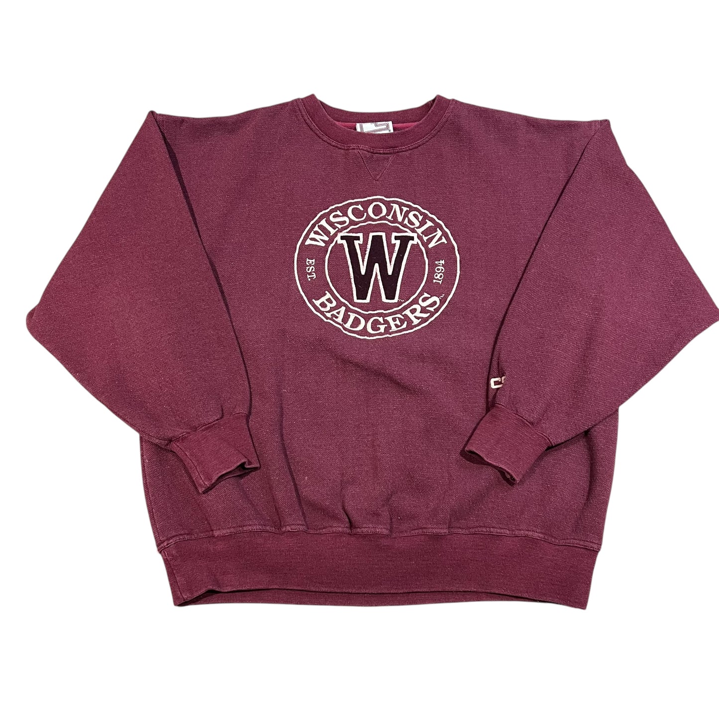 Vintage Wisconsin Badgers Crewneck Mens Large Maroon Embroidered