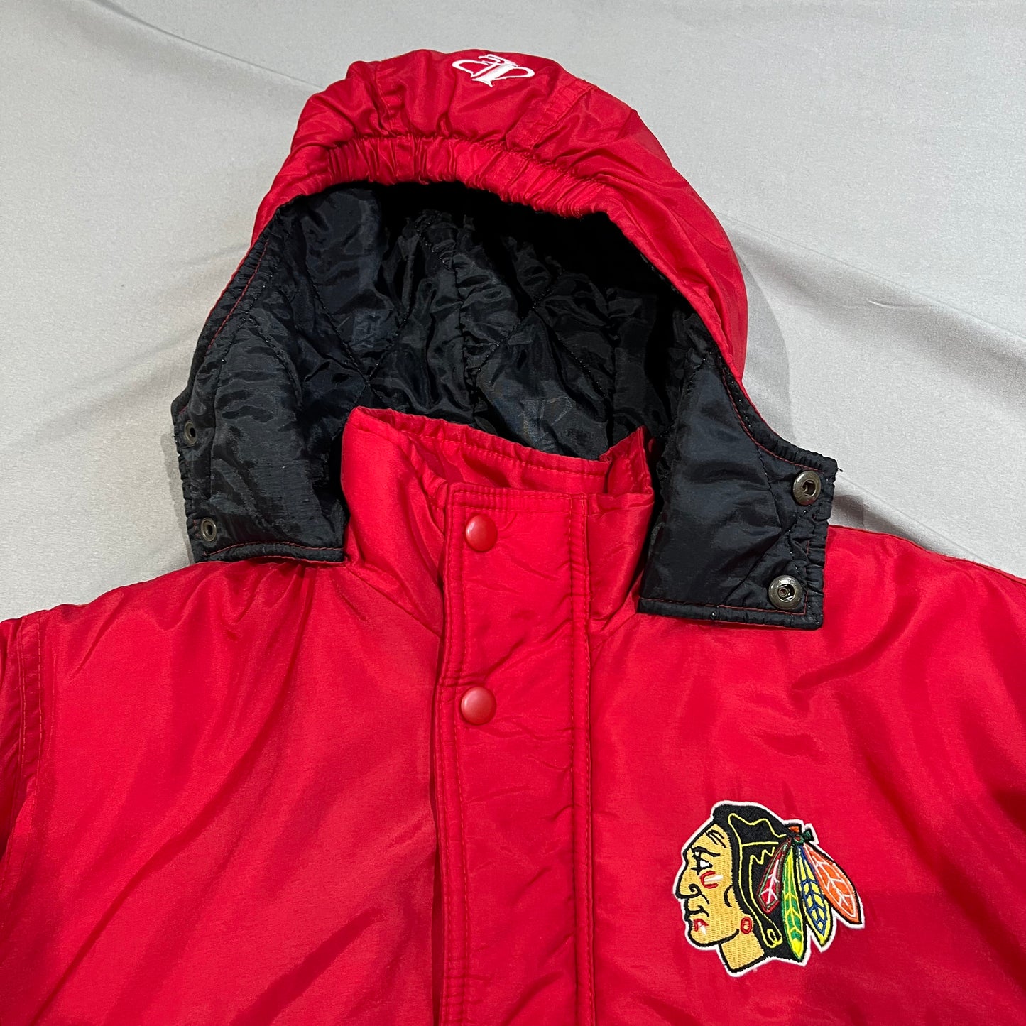 Vintage 90's Chicago Blackhawks Kids Youth Small 8 Puffer Jacket NHL Logo Athletic
