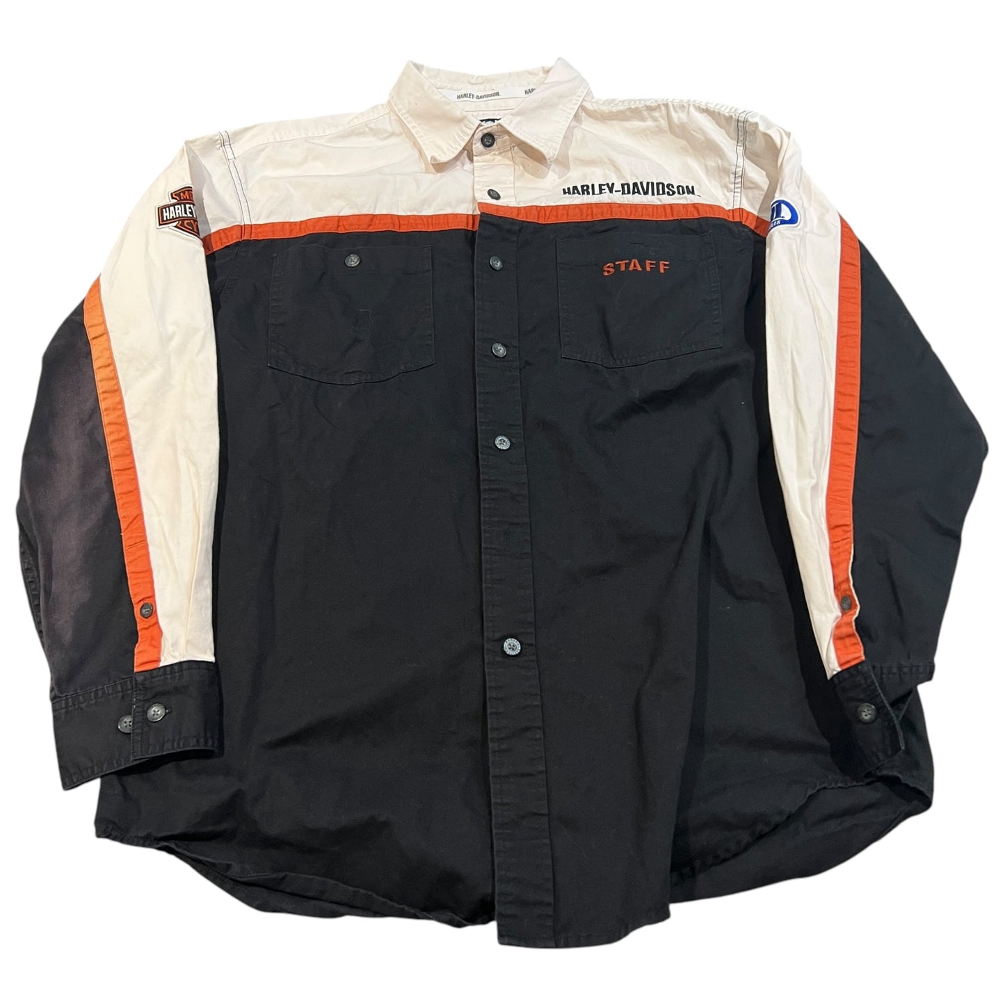 Harley Davidson Shirt Mens Large Button Up Long Sleeve Embroidered Staff