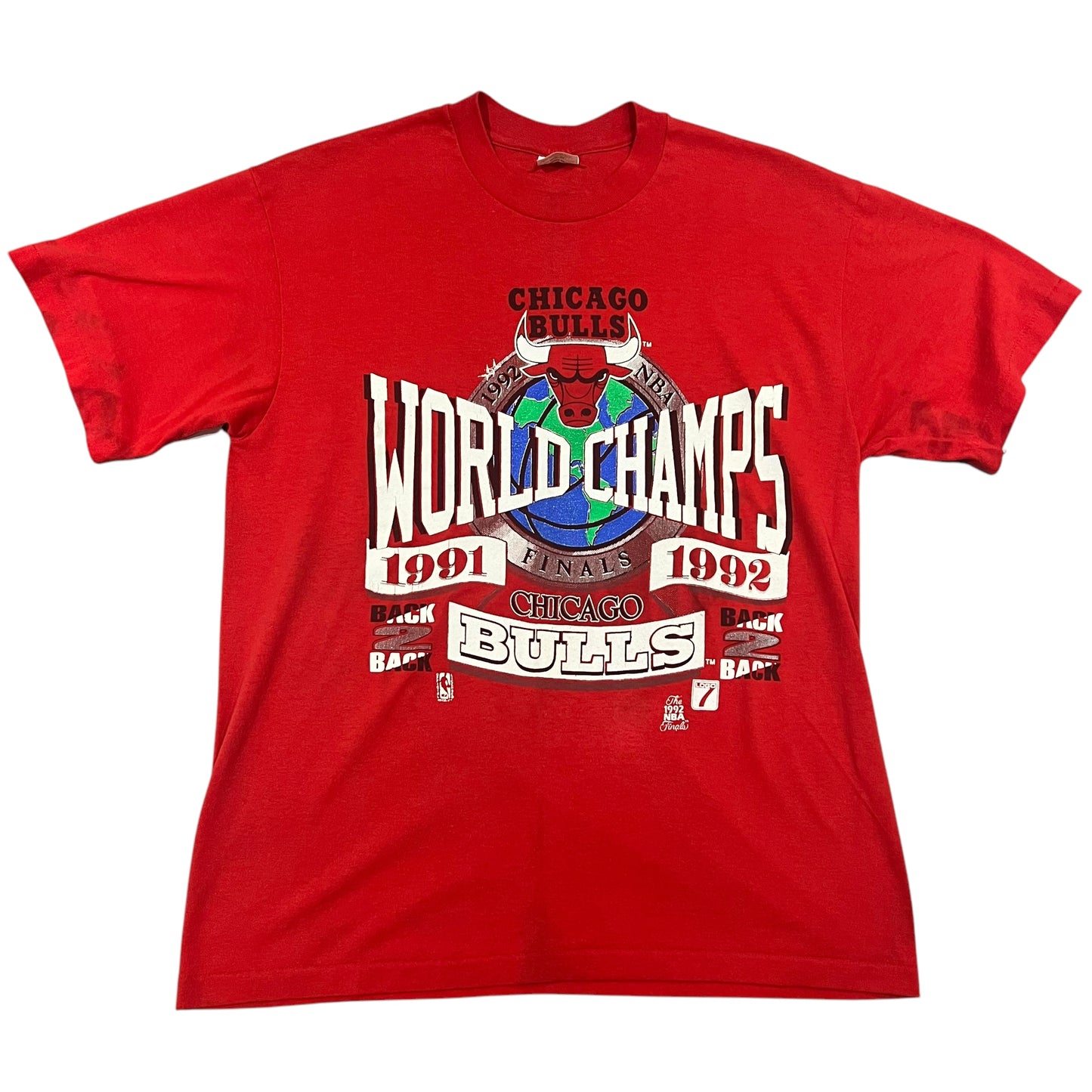 Vintage 1992 Chicago Bulls Shirt Mens Large Red Short Sleeve World Champs