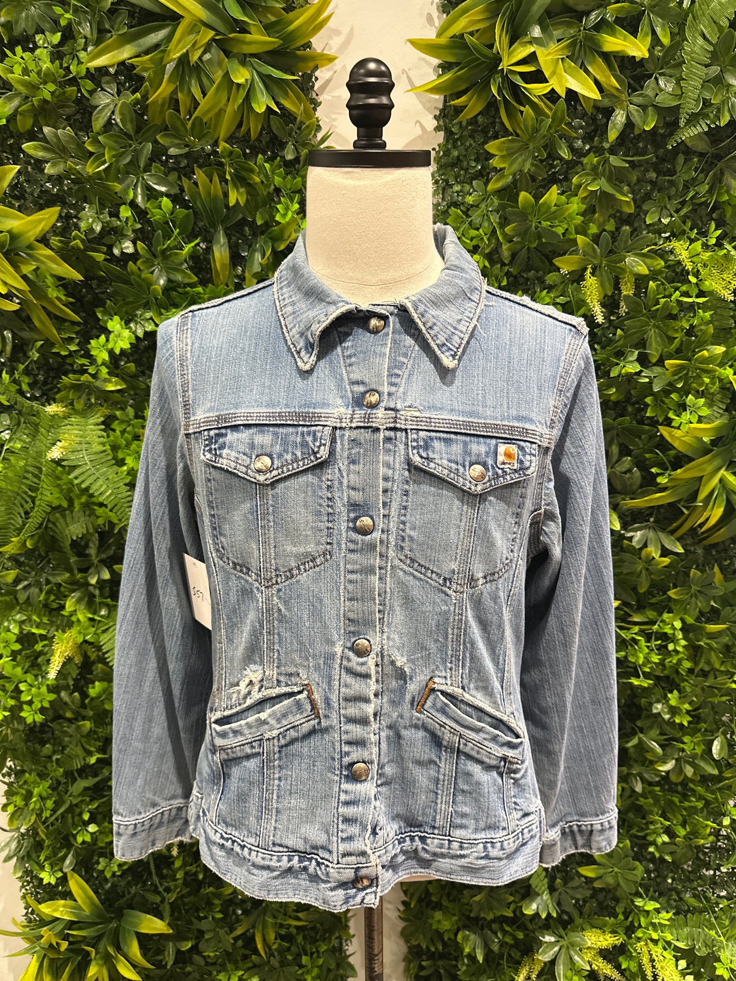 (Womens Large) Carhartt Blue Denim Jacket 007