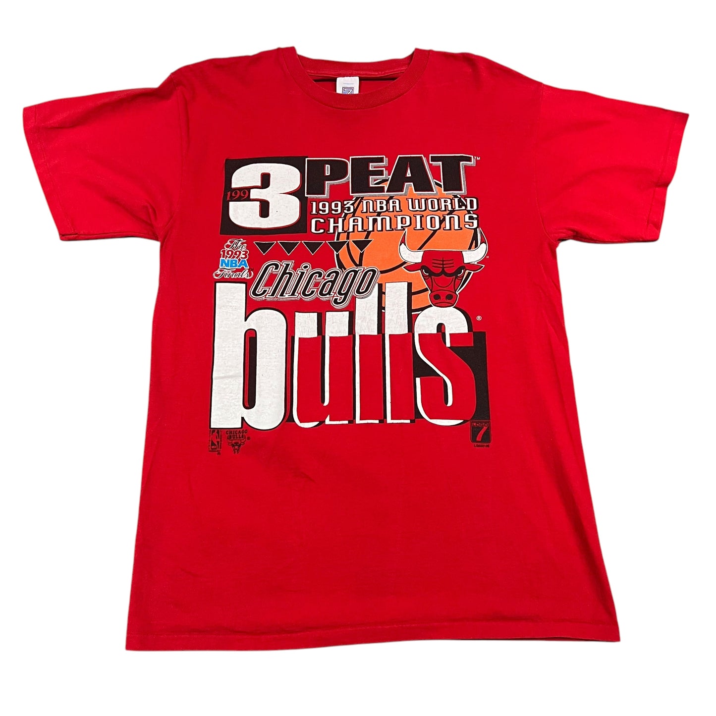 Vintage 1993 Chicago Bulls Shirt Mens XL Logo 7 Red Short Sleeve NBA Finals 3-Peat