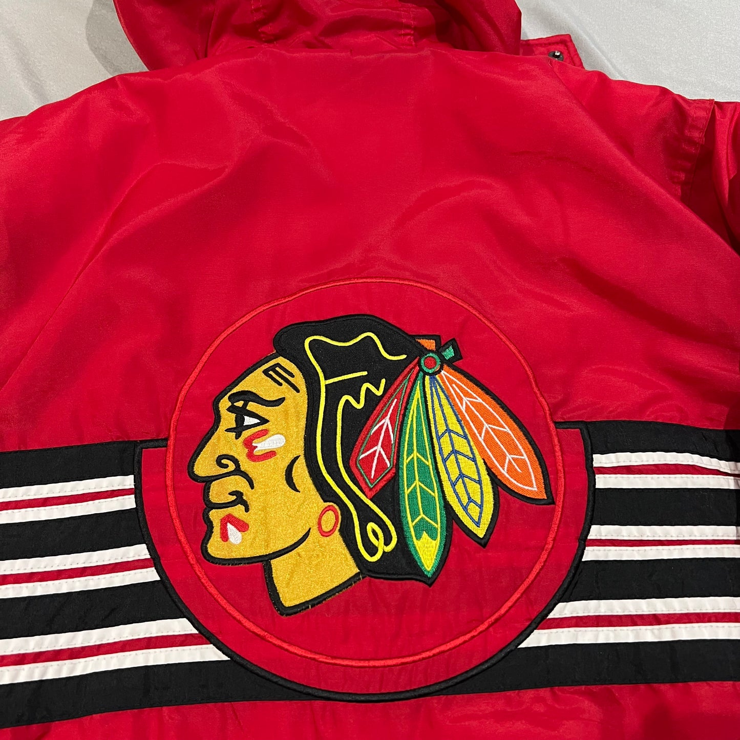 Vintage 90's Chicago Blackhawks Kids Youth Small 8 Puffer Jacket NHL Logo Athletic