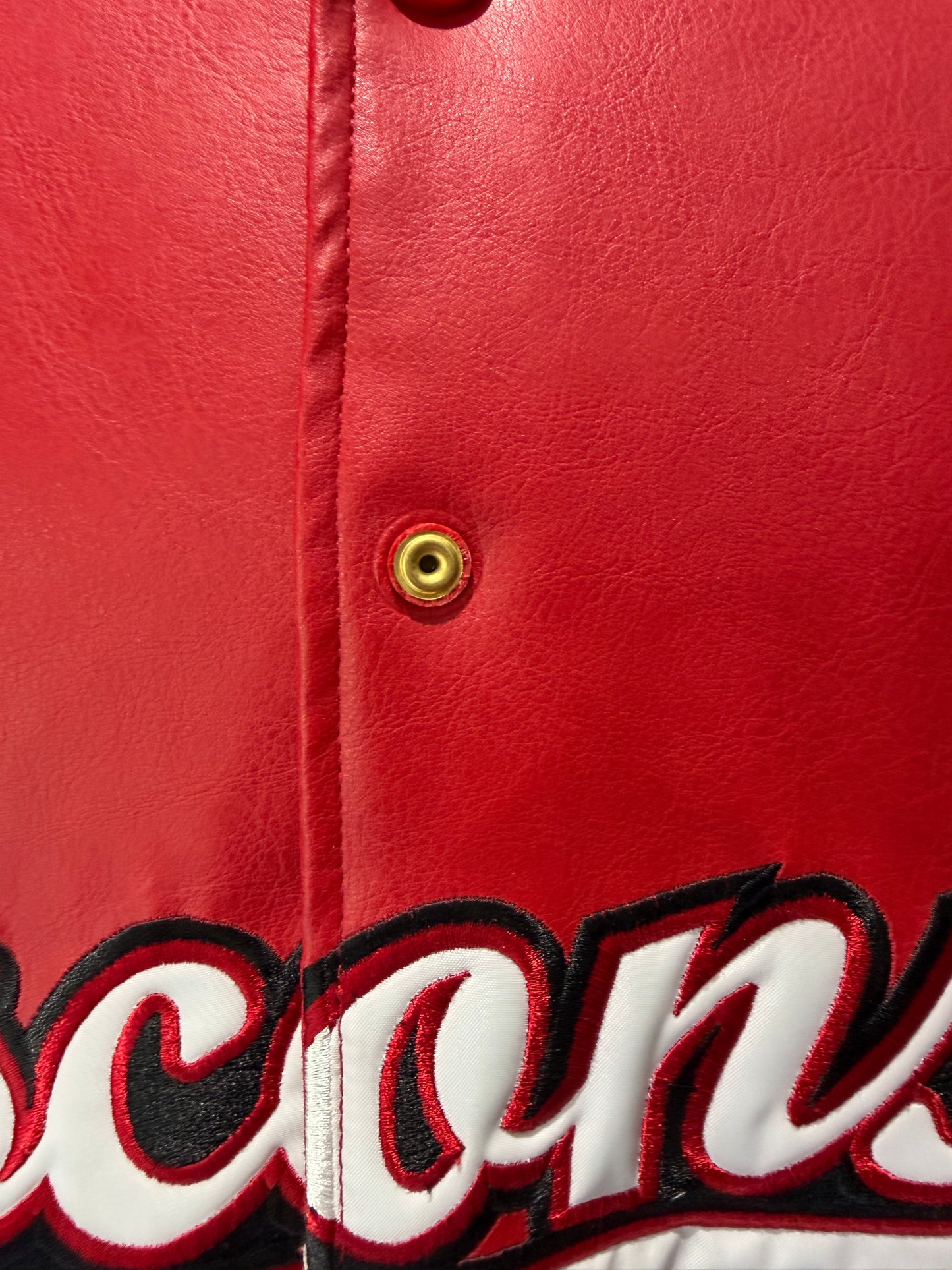 (Mens XL) 90s Steve & Barry’s Wisconsin Faux Leather Jacket