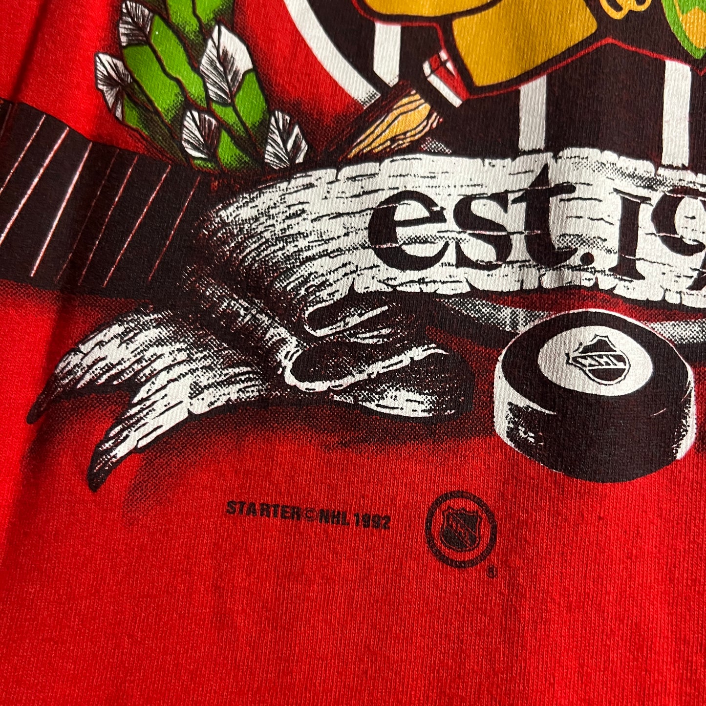 (Mens Large) 1992 Chicago Blackhawks Starter Shirt
