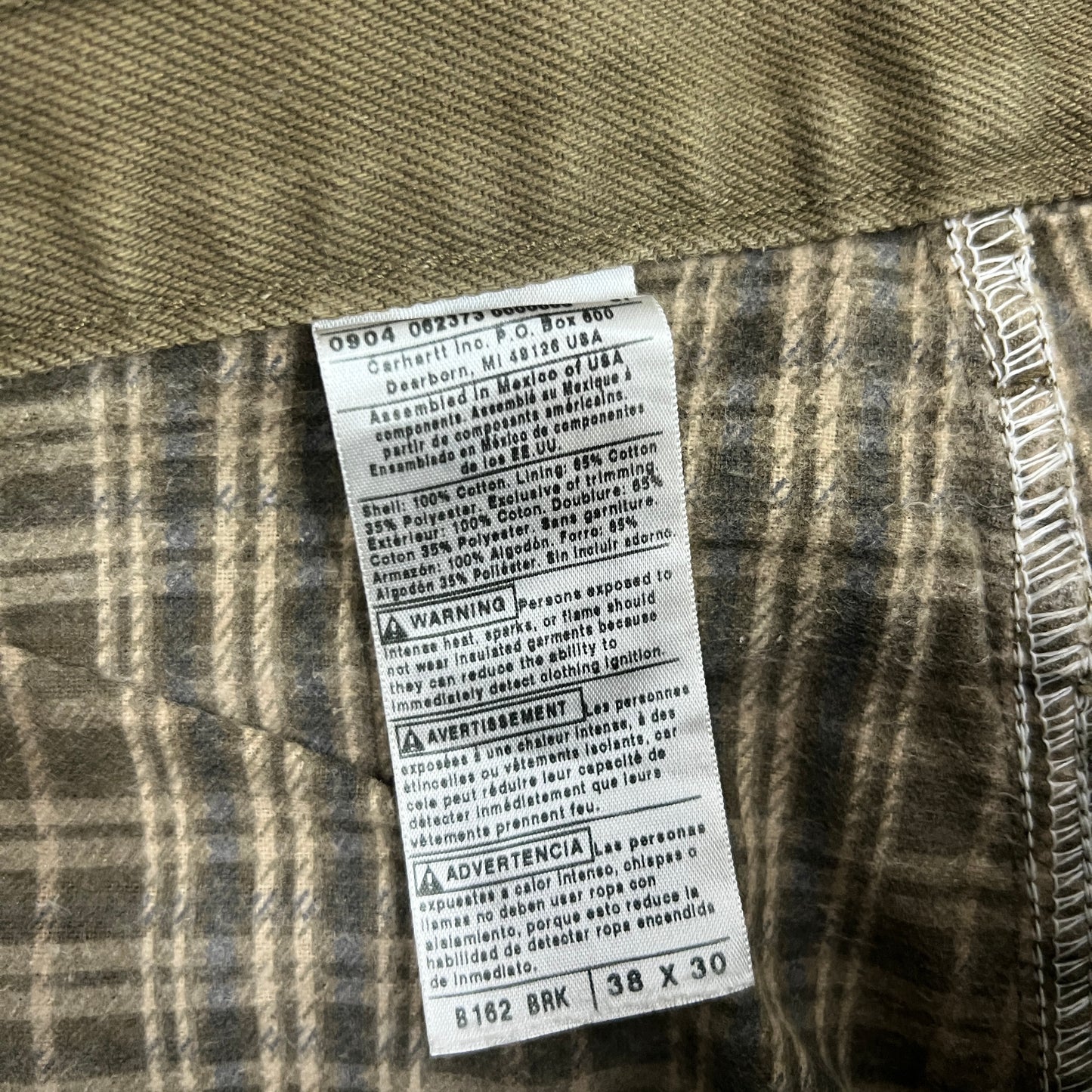 (Mens 38x30) Carhartt Flannel Lined Pants