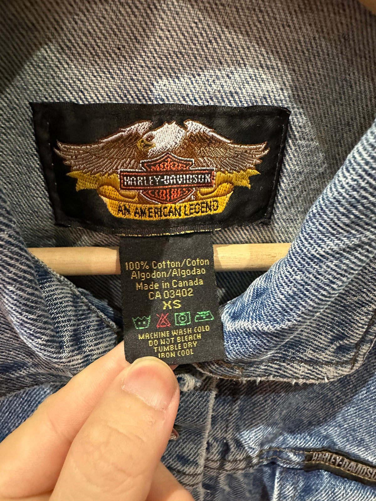 (Womens XS) Harley Davidson Blue Denim Jacket 007