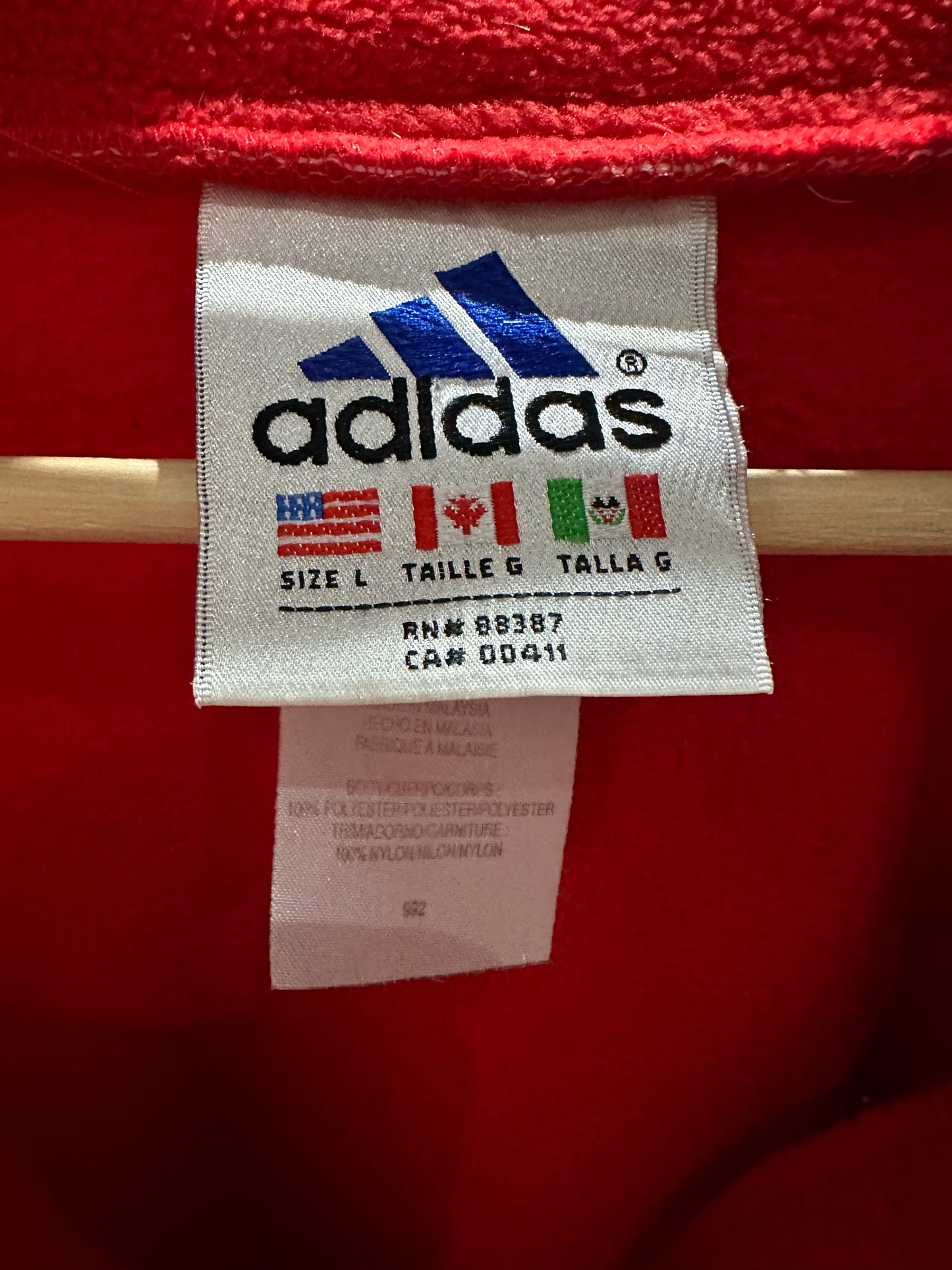 (Mens Large) 90s Adidas Red Fleece Sweater