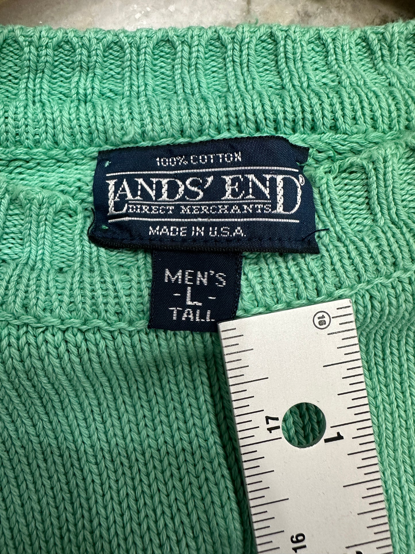 (Mens Large Tall) Land's End Turquoise Knitted Sweater