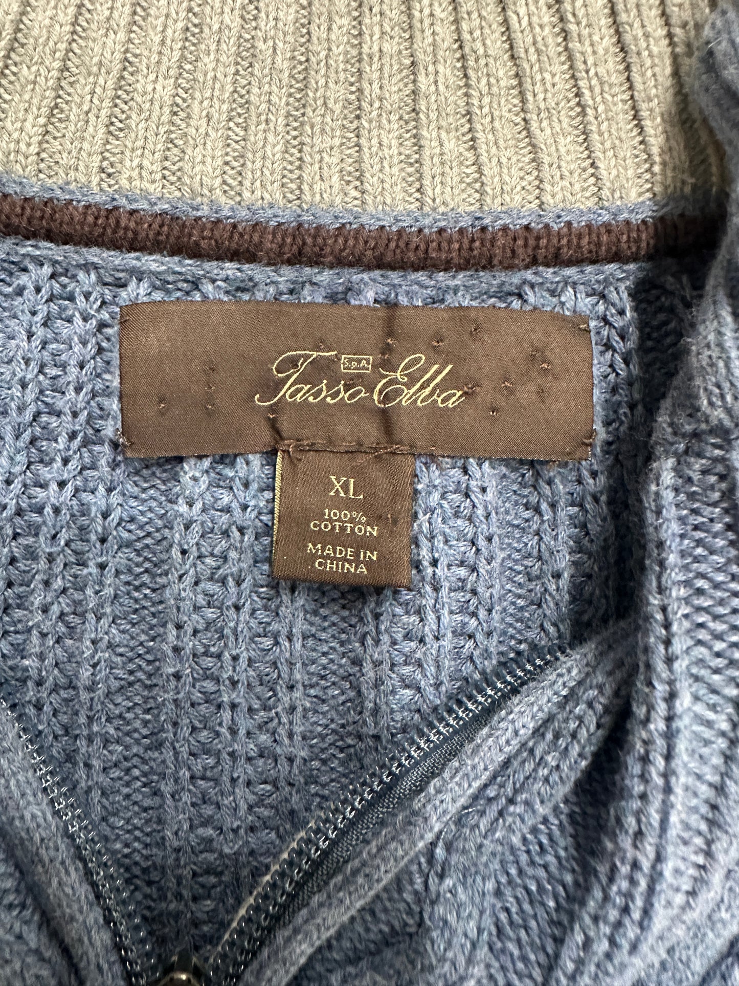 (Mens XL) Tasso Elba Blue 1/4 Zip Knit Sweater