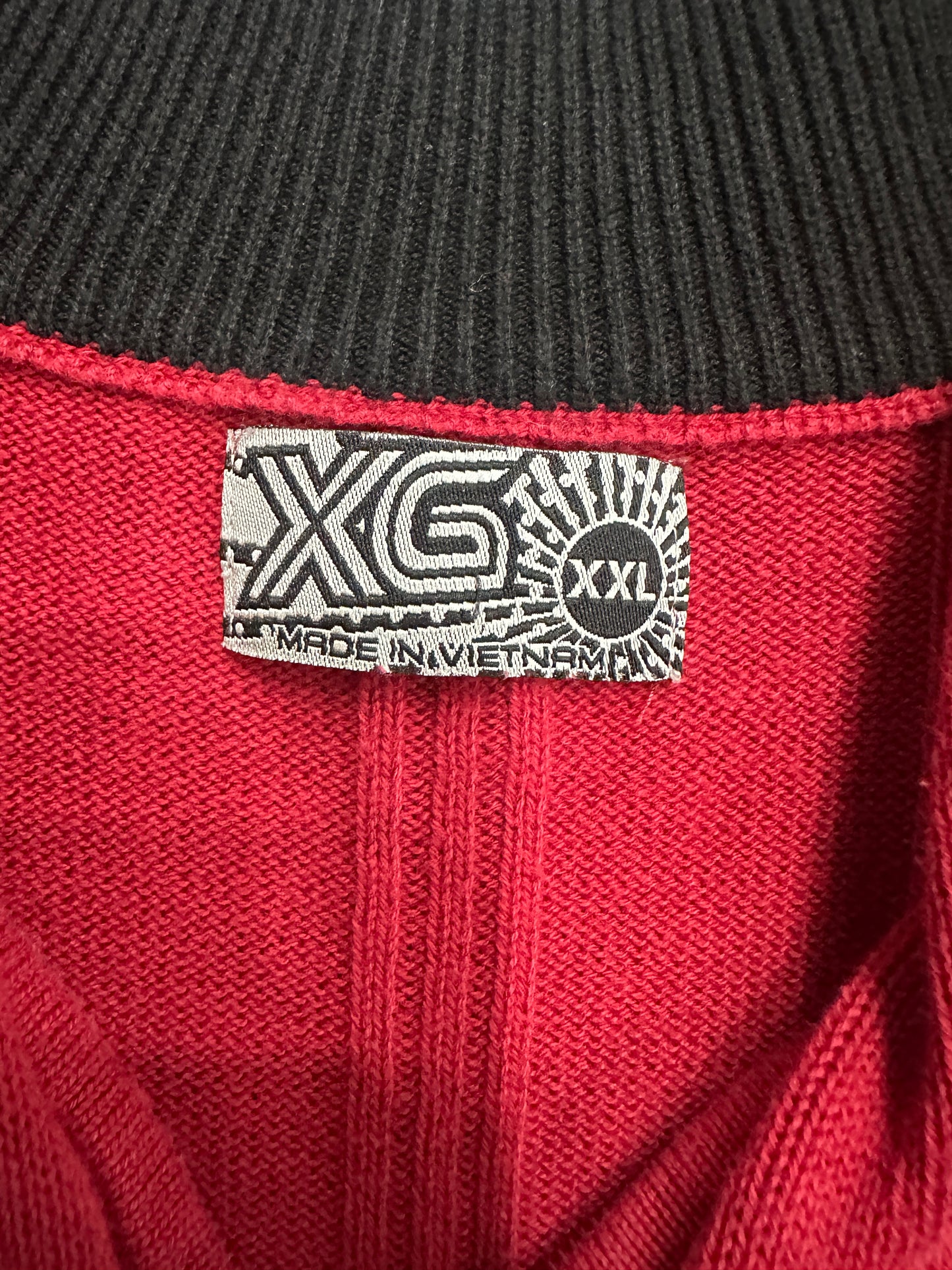 (Womens XXL) XG Red 1/4 Zip Knit Sweater