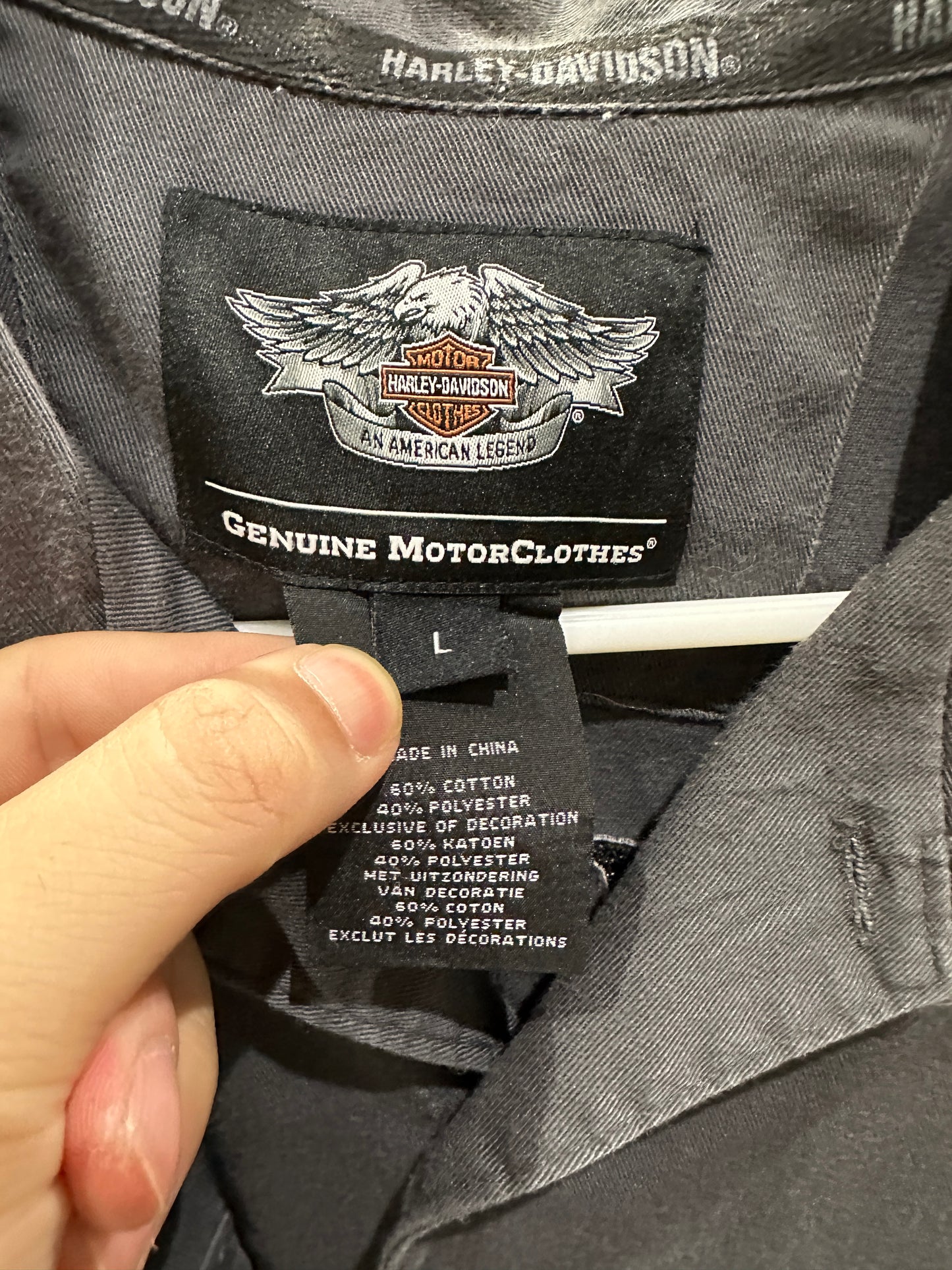 (Mens Large) Harley Davidson Gray Button-Up Shirt 007