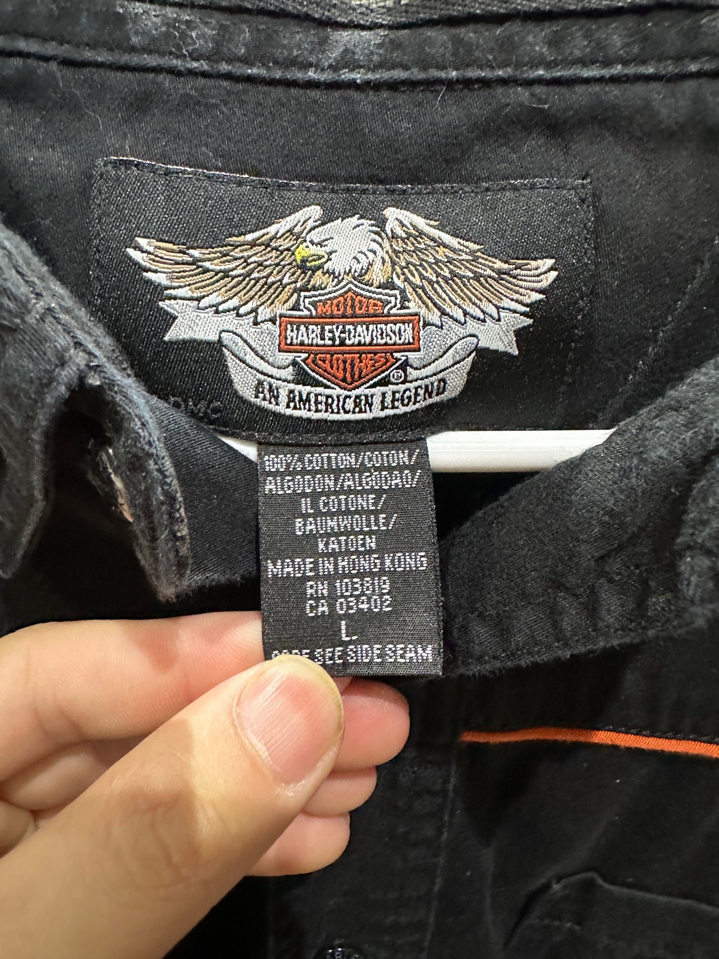(Mens Large) Harley Davidson Black Button-Up Shirt 007