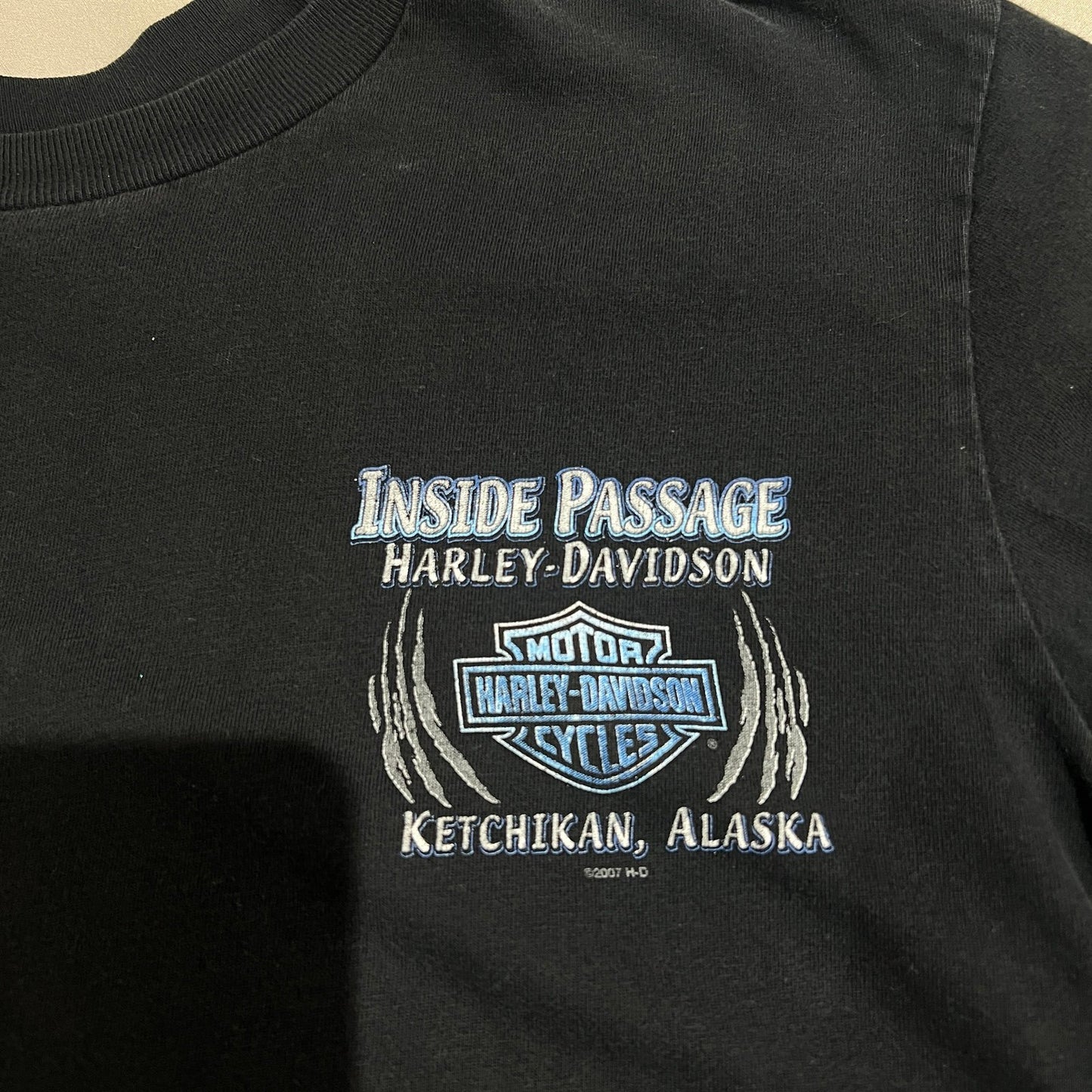 Harley Davidson Ketchikan Alaska Shirt Mens Large Inside Passage Black Wolf