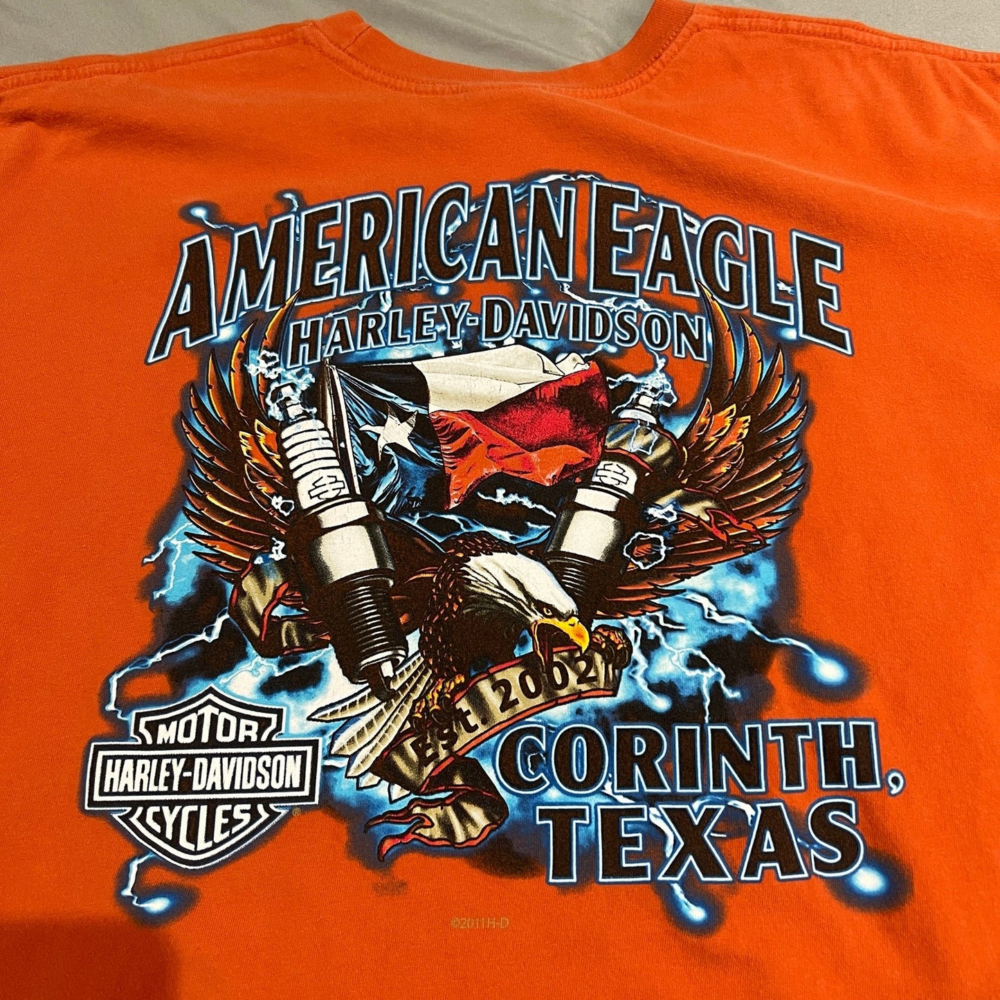 Harley Davidson Corinth Texas American Eagle Shirt Mens 2XL XXL Clown Orange