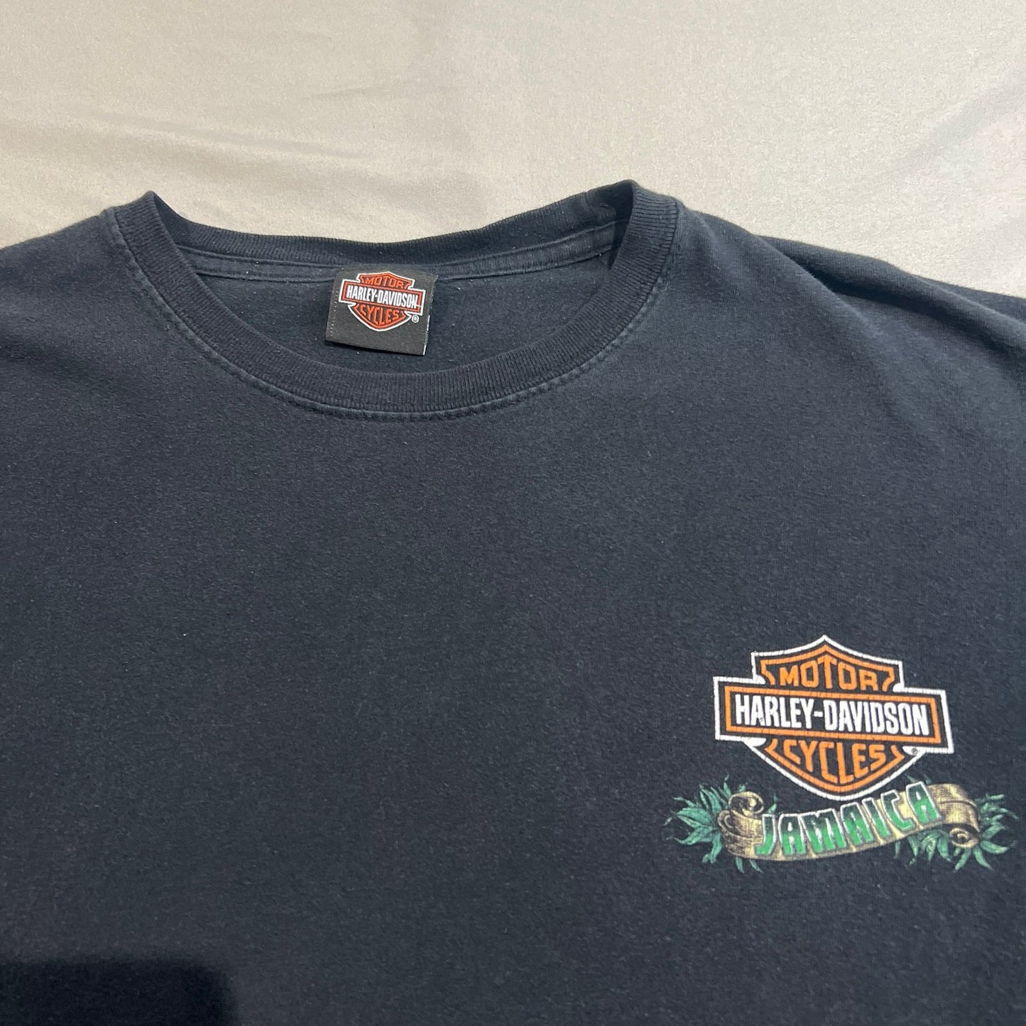 Harley Davidson Jamaica Shirt Mens 2XL XXL Black Short Sleeve Motorcycle Graphic