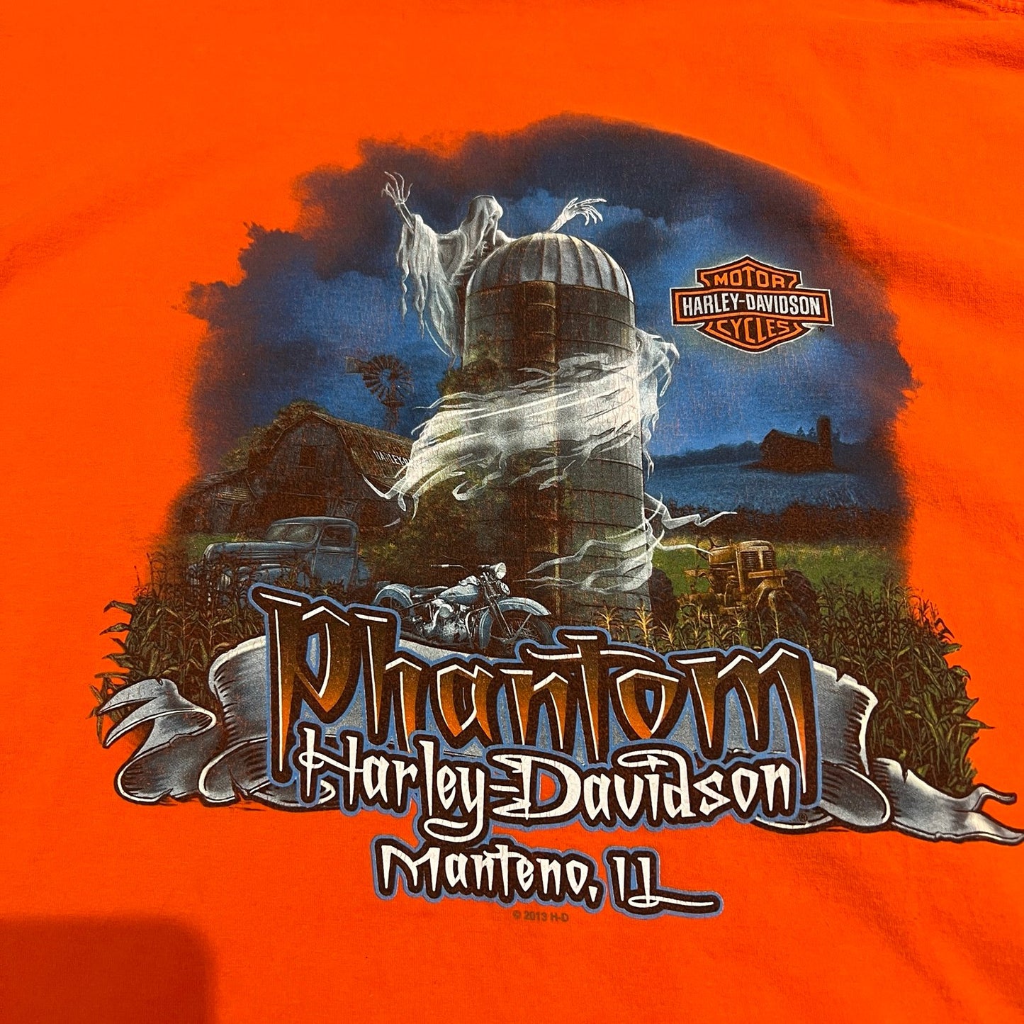 Harley Davidson Manteno Phantom Shirt Womens 2XL XXL Orange Short Sleeve