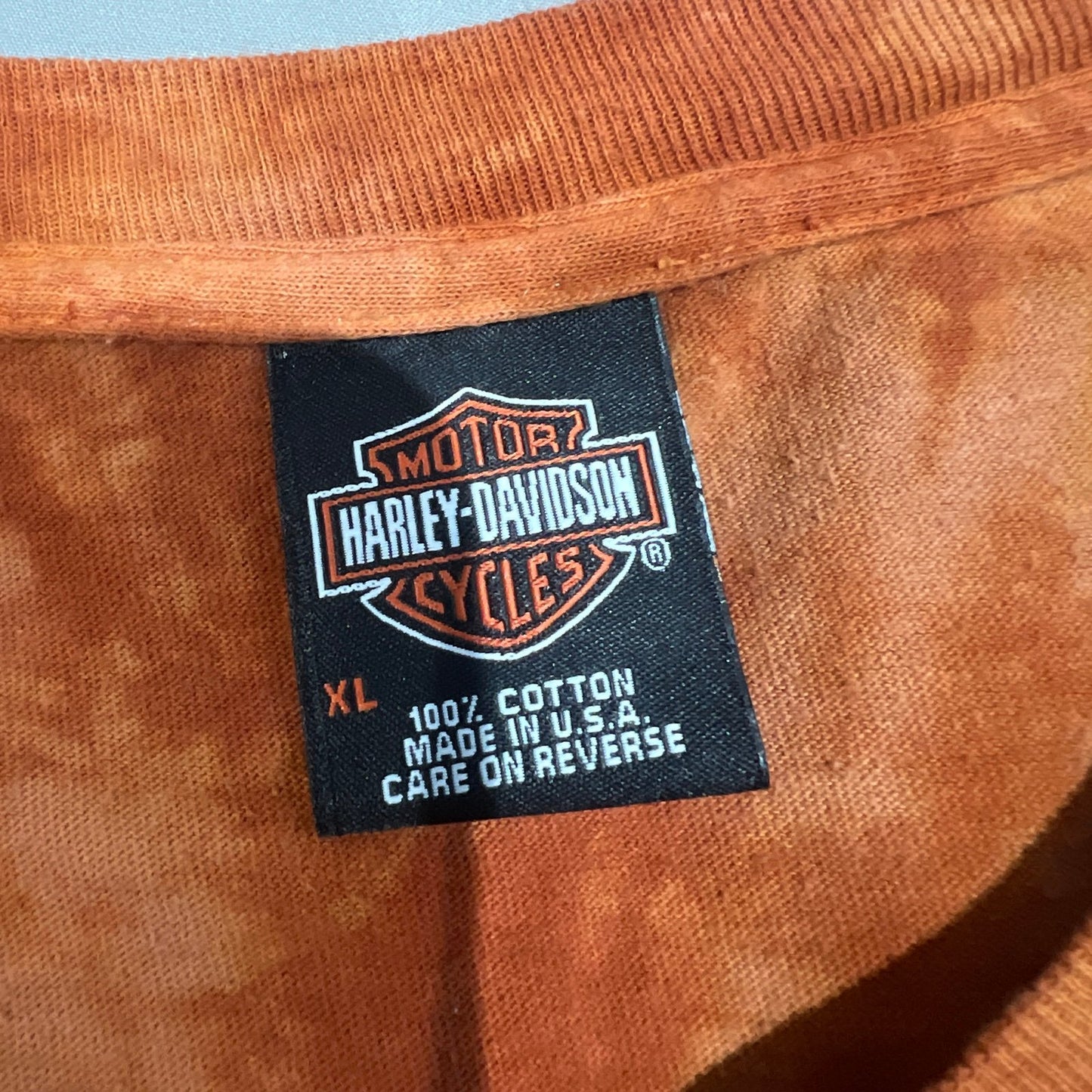 Vintage Harley Davidson Tie Dye Sleeveless Tank Top Shirt Mens XL Eagle Orange