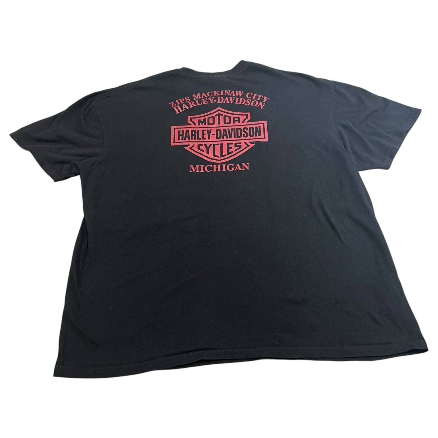 Harley Davidson Clown Shirt Mens 2XL XXL Zips Mackinaw City Cotton Black