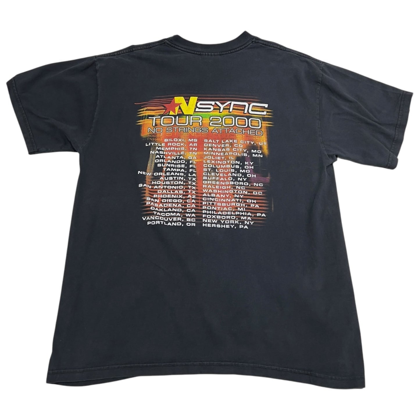 Vintage 2000 NSYNC No Strings Attached Tour Shirt Mens Large Black Short Sleeve