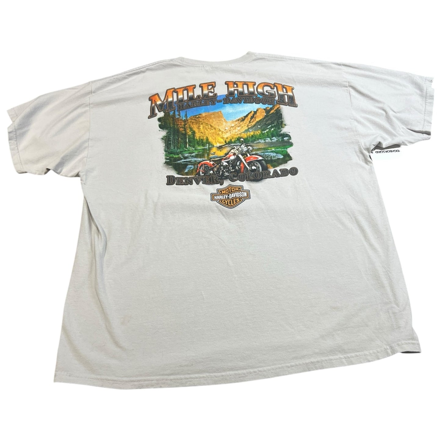 Harley Davidson Denver Mile High Shirt Mens 2XL XXL White Short Sleeve Pin Up