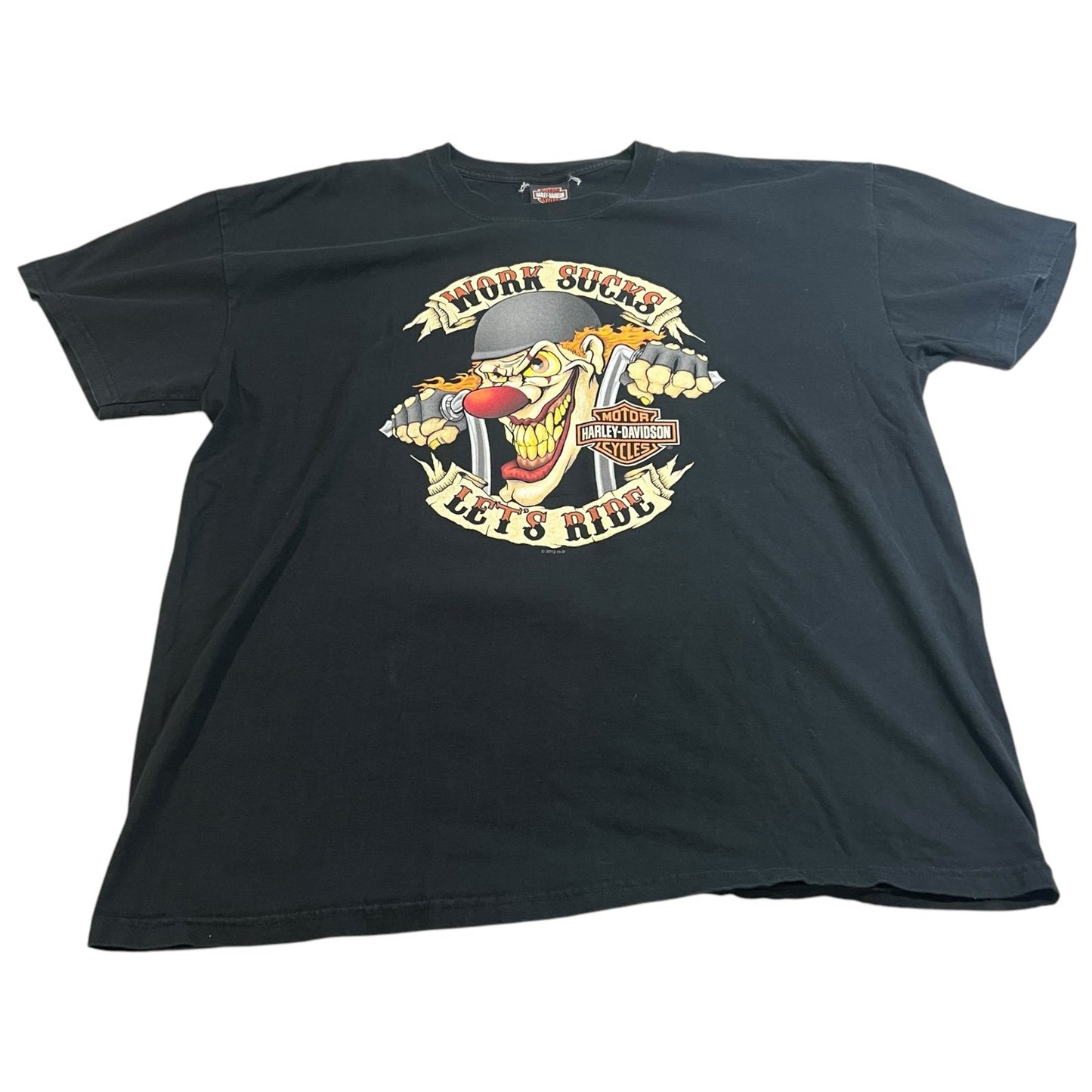 Harley Davidson Work Sucks Lets Ride Clown Shirt Mens XXL 2XL Black Jamestown