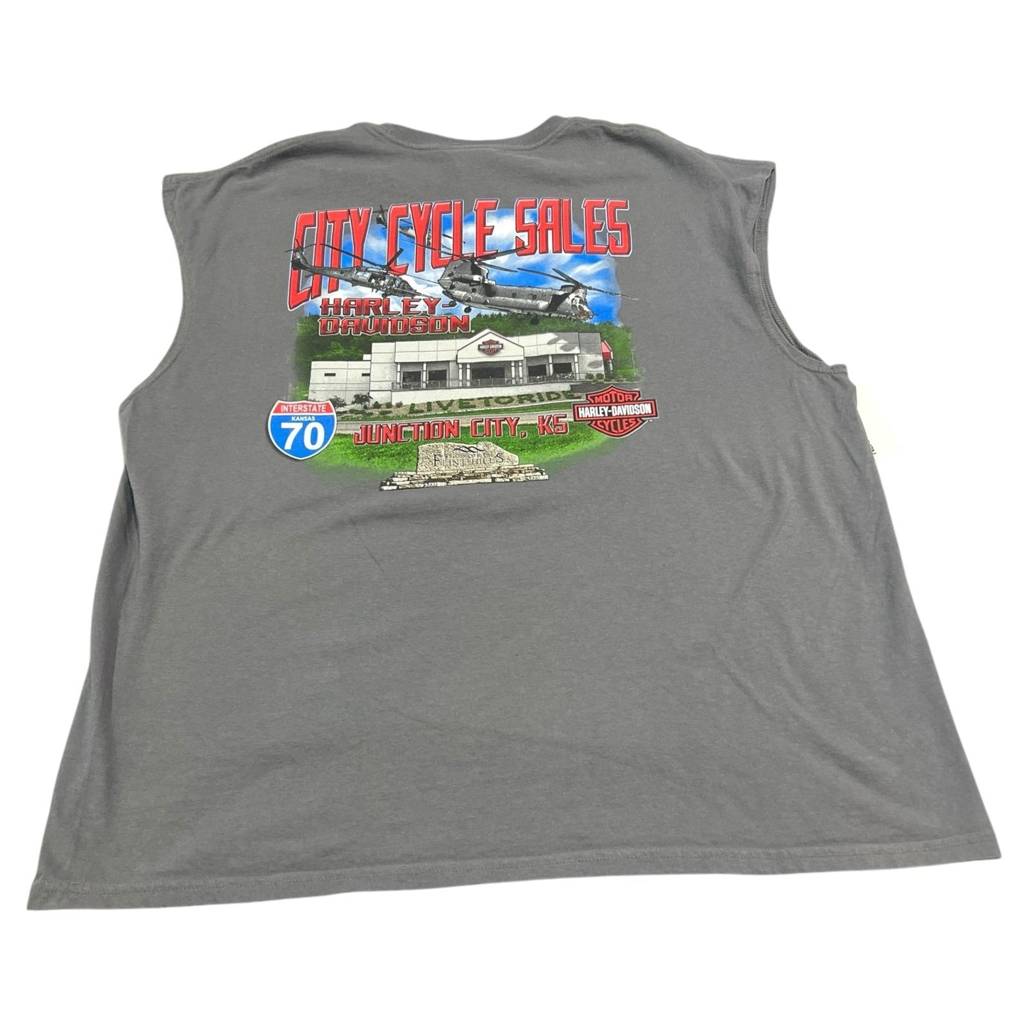 Harley Davidson Sleeveless Tank Top Shirt Mens 2XL XXL Junction City Gray