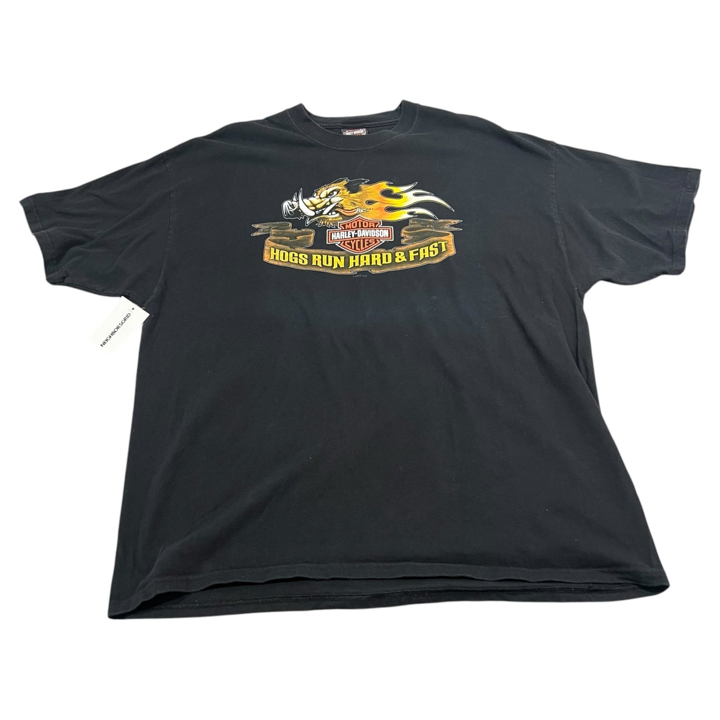 Harley Davidson Jamestown Shirt Mens 2XL XXL Hogs Run Hard & Fast Black