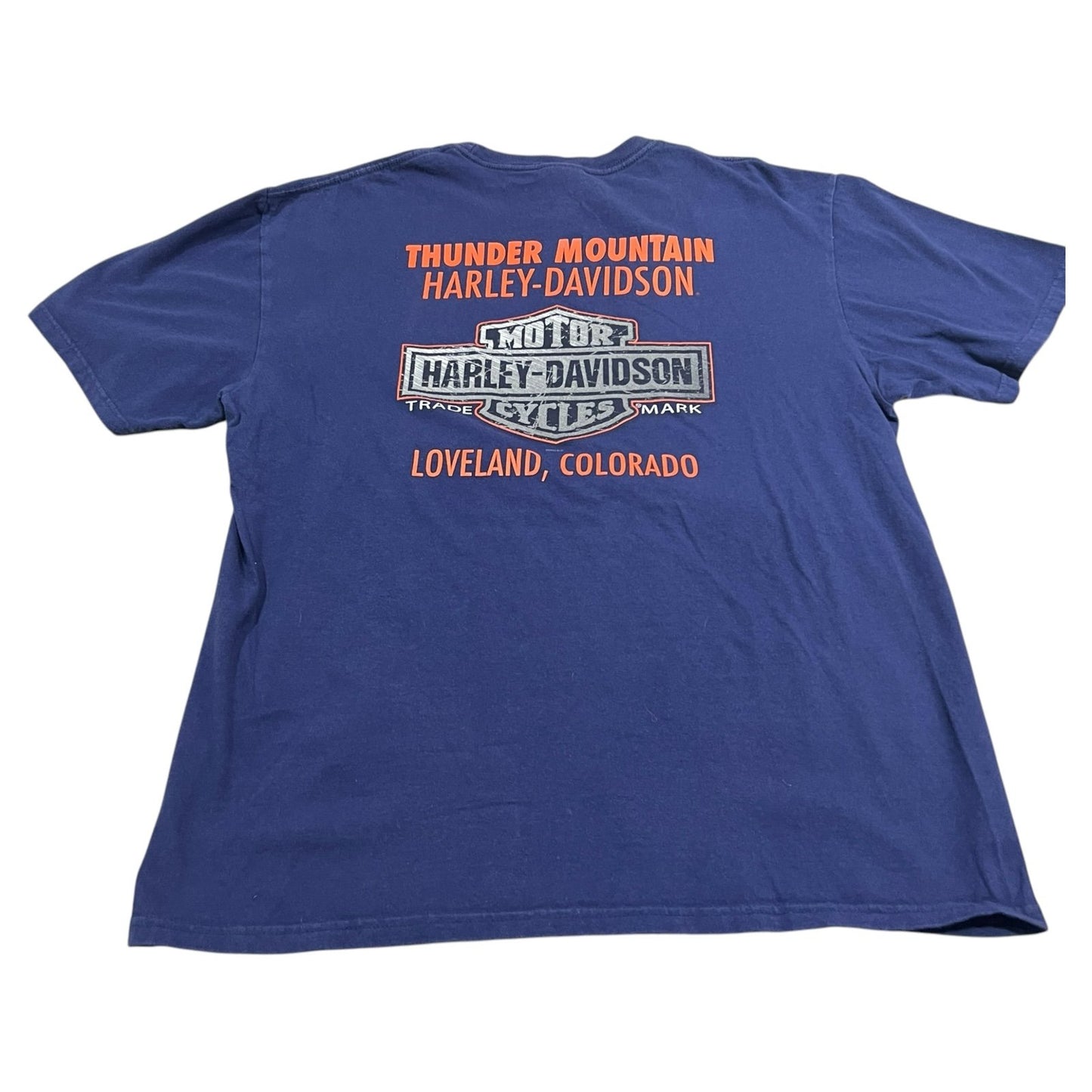 Harley Davidson Shirt Womens 2XL XXL Thunder Mountain Blue Loveland