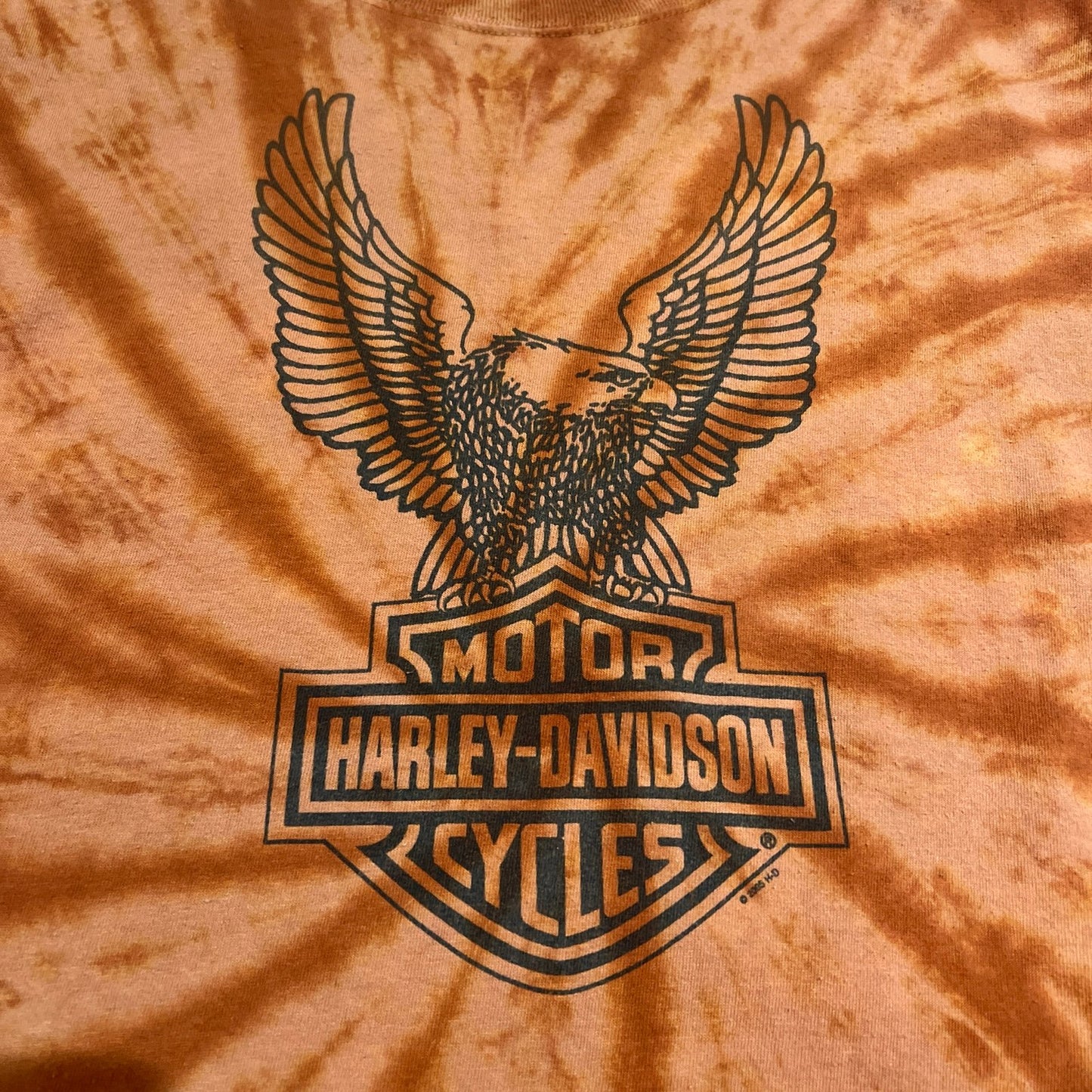 Vintage Harley Davidson Tie Dye Sleeveless Tank Top Shirt Mens XL Eagle Orange