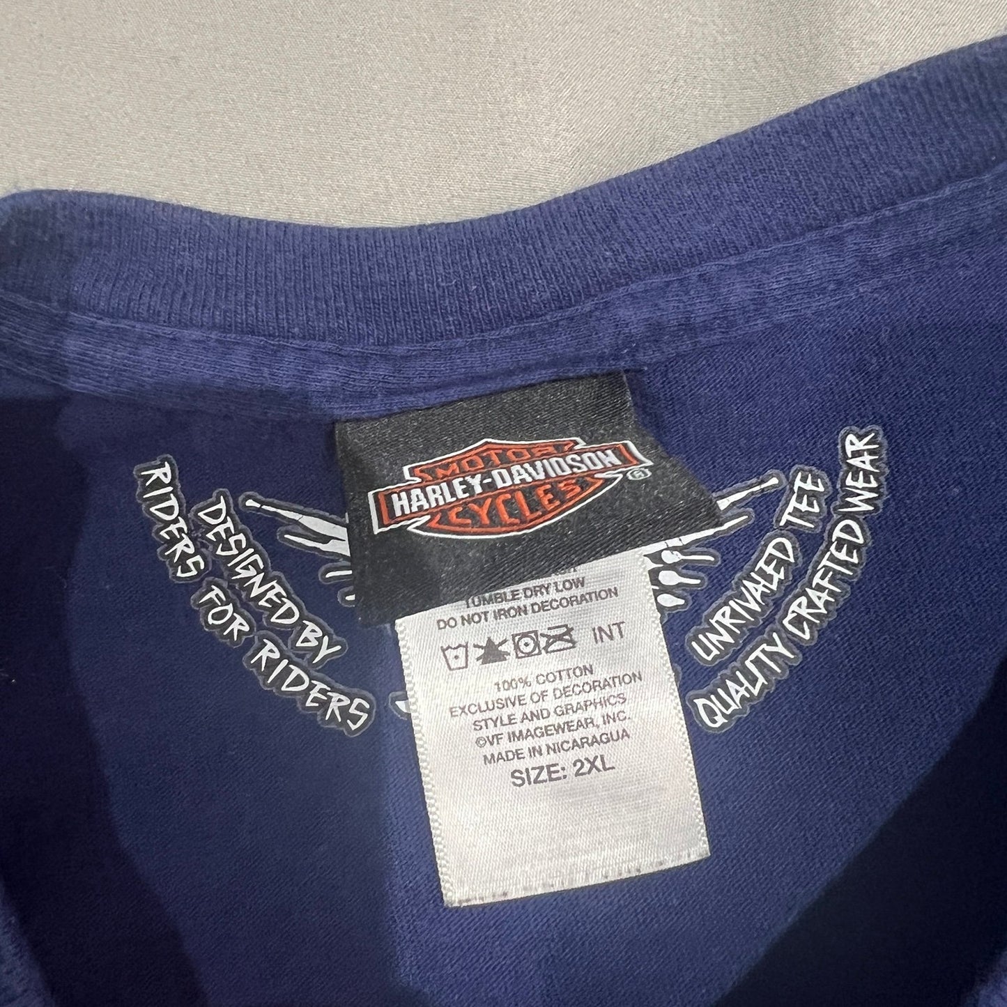 Harley Davidson Shirt Womens 2XL XXL Thunder Mountain Blue Loveland