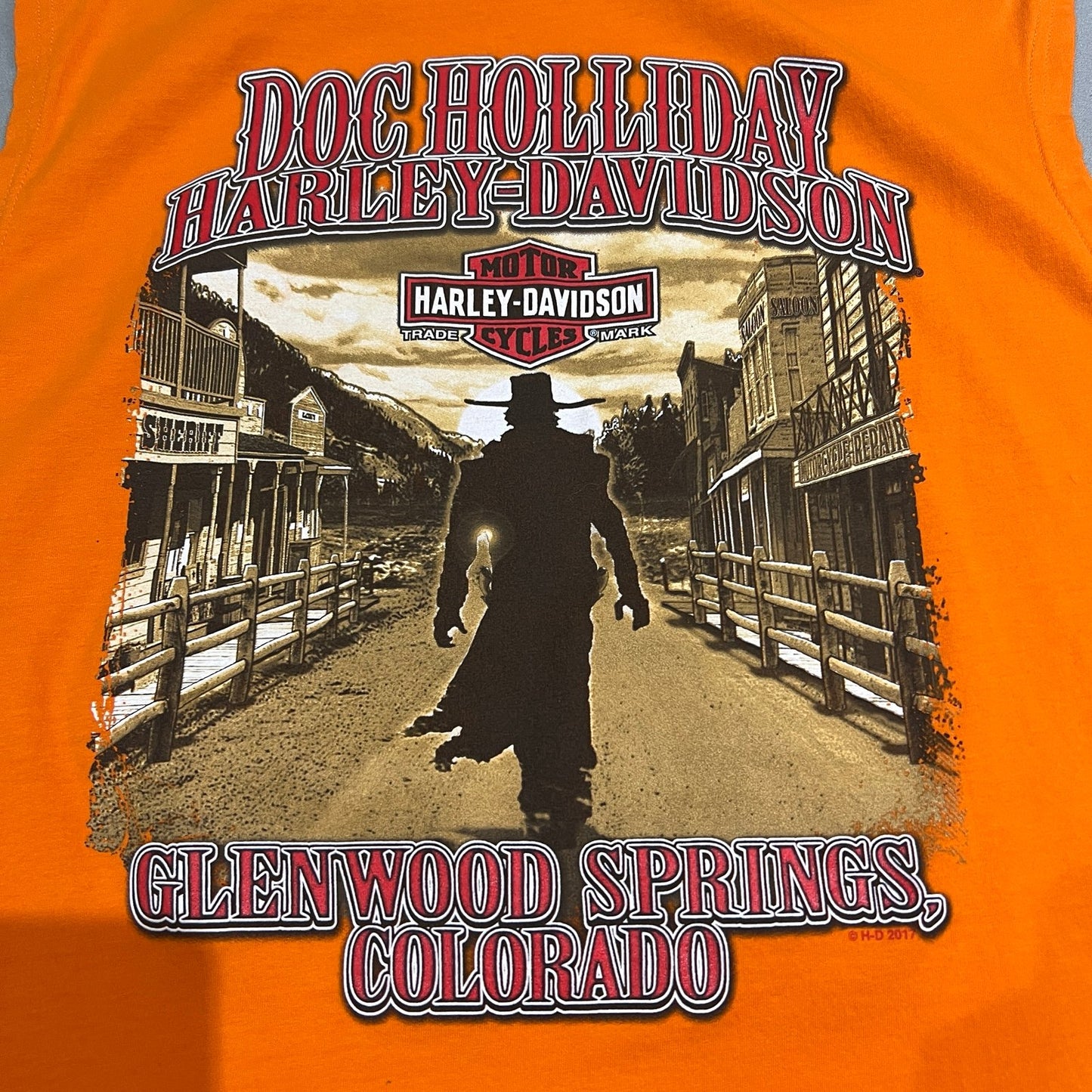 Harley Davidson Sleeveless Tank Top Shirt Womens 2XL XXL Glenwood Springs Orange