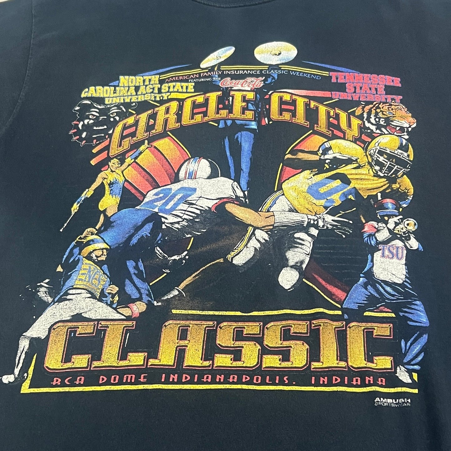Vintage Coca Cola Circle City Classic Shirt Mens XL Black Short Sleeve