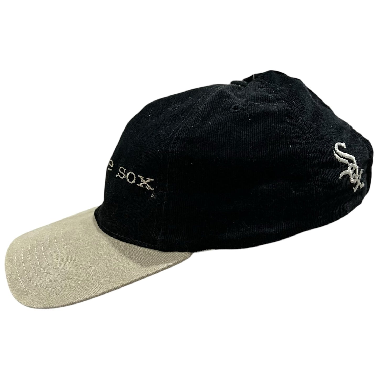 Vintage Chicago White Sox Hat Corduroy Embroidered MLB Cap Black Adult
