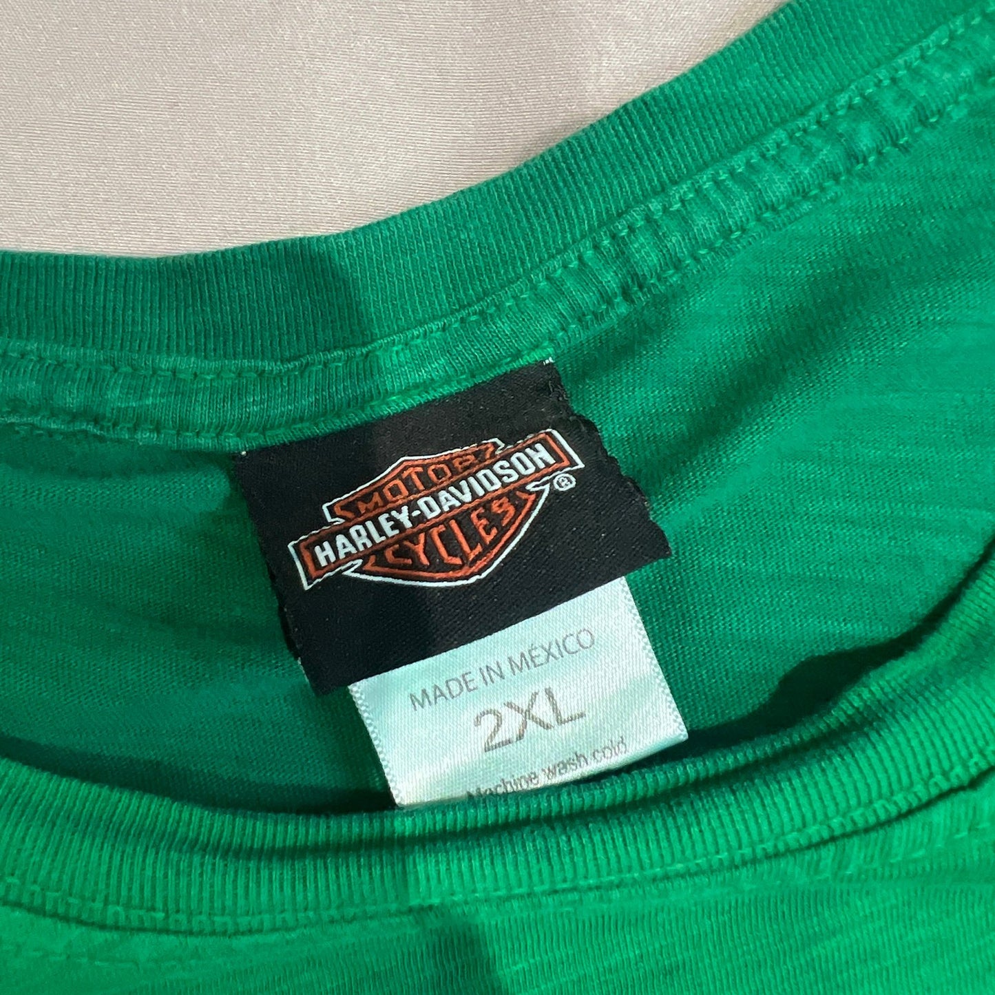Harley Davidson Thunder Tower Columbia Shirt Mens 2XL XXL Green Short Sleeve
