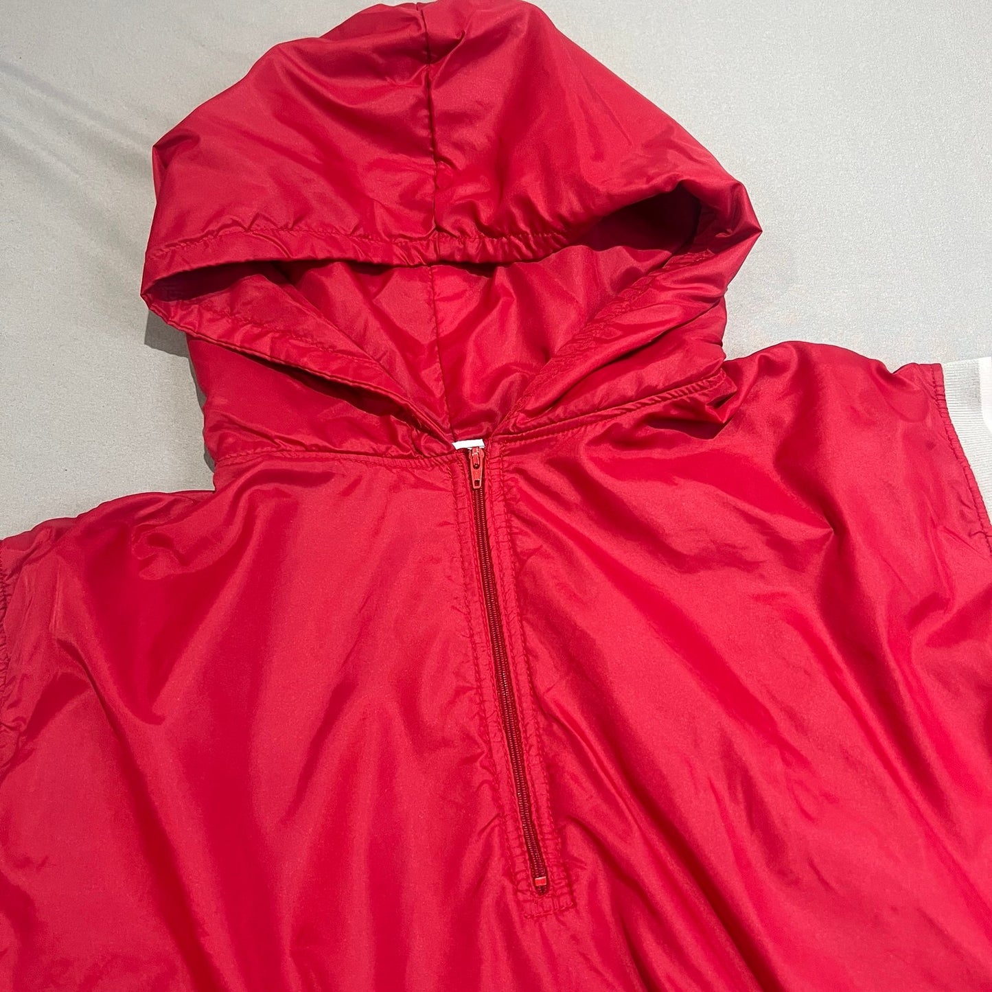 Vintage Russell Athletic Hooded Windbreaker Jacket Mens Medium Red Pullover