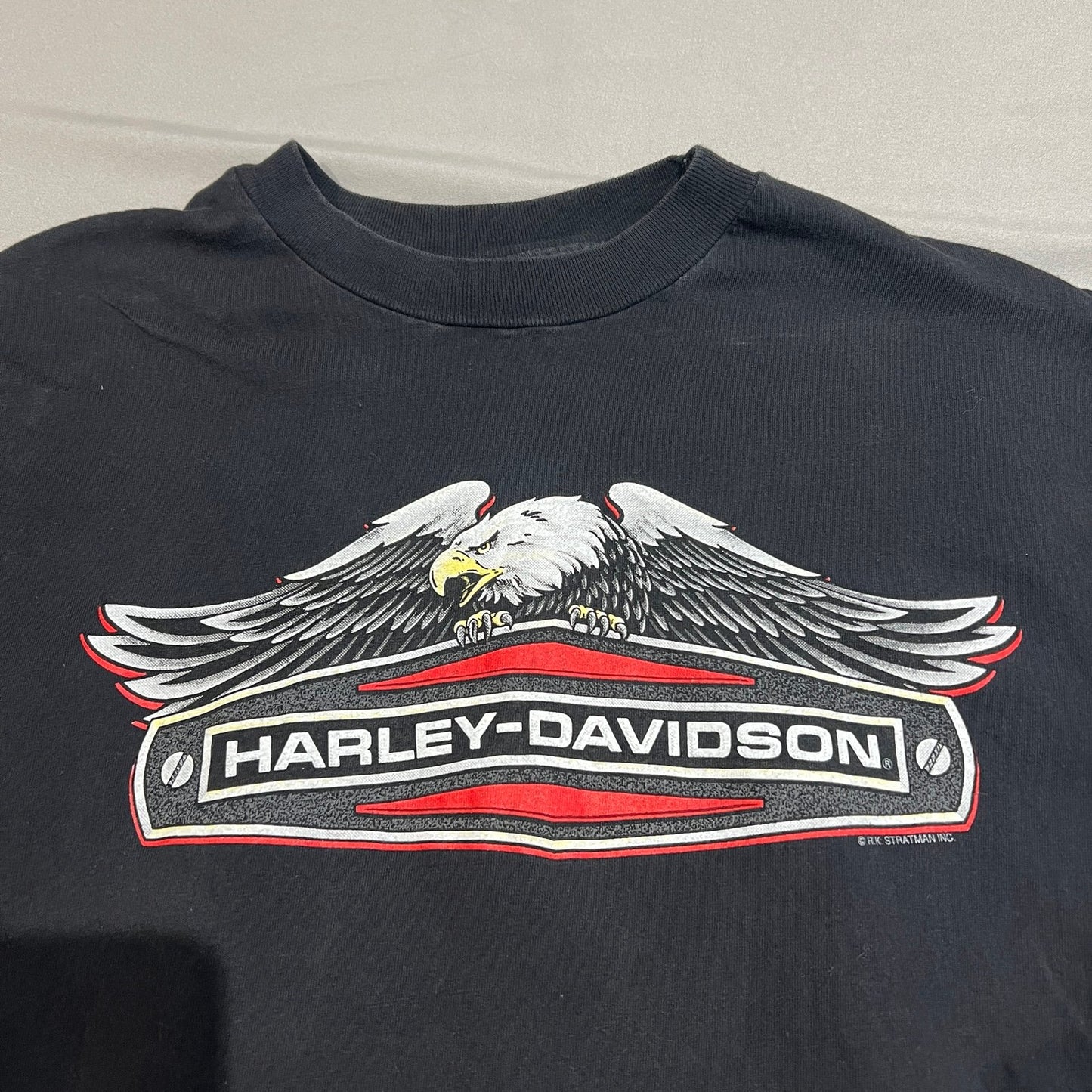 Vintage Harley Davidson Uke's 65th Kenosha Shirt Womens Large Black Eagle