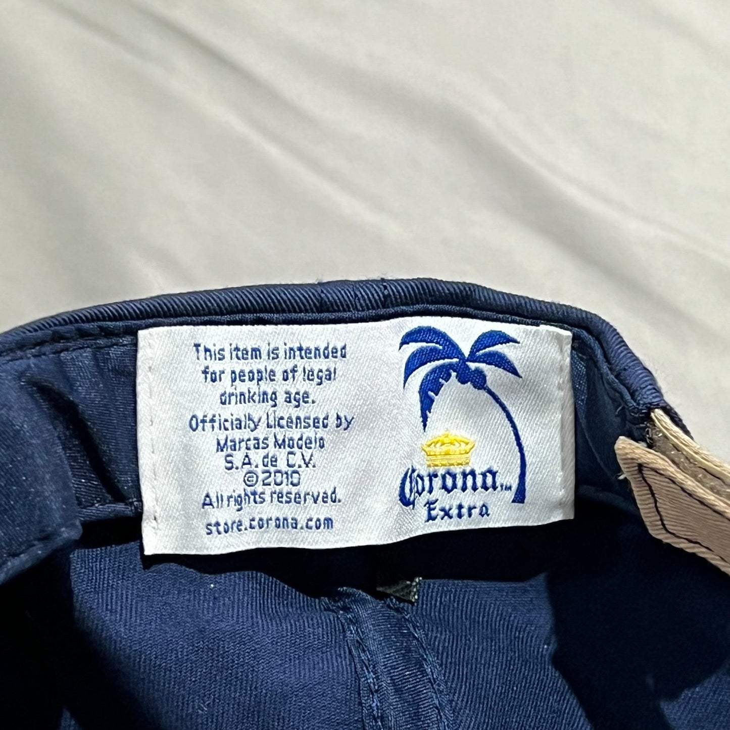 Corona Extra Beer Hat Strapback Cap Blue Brown Label Graphic
