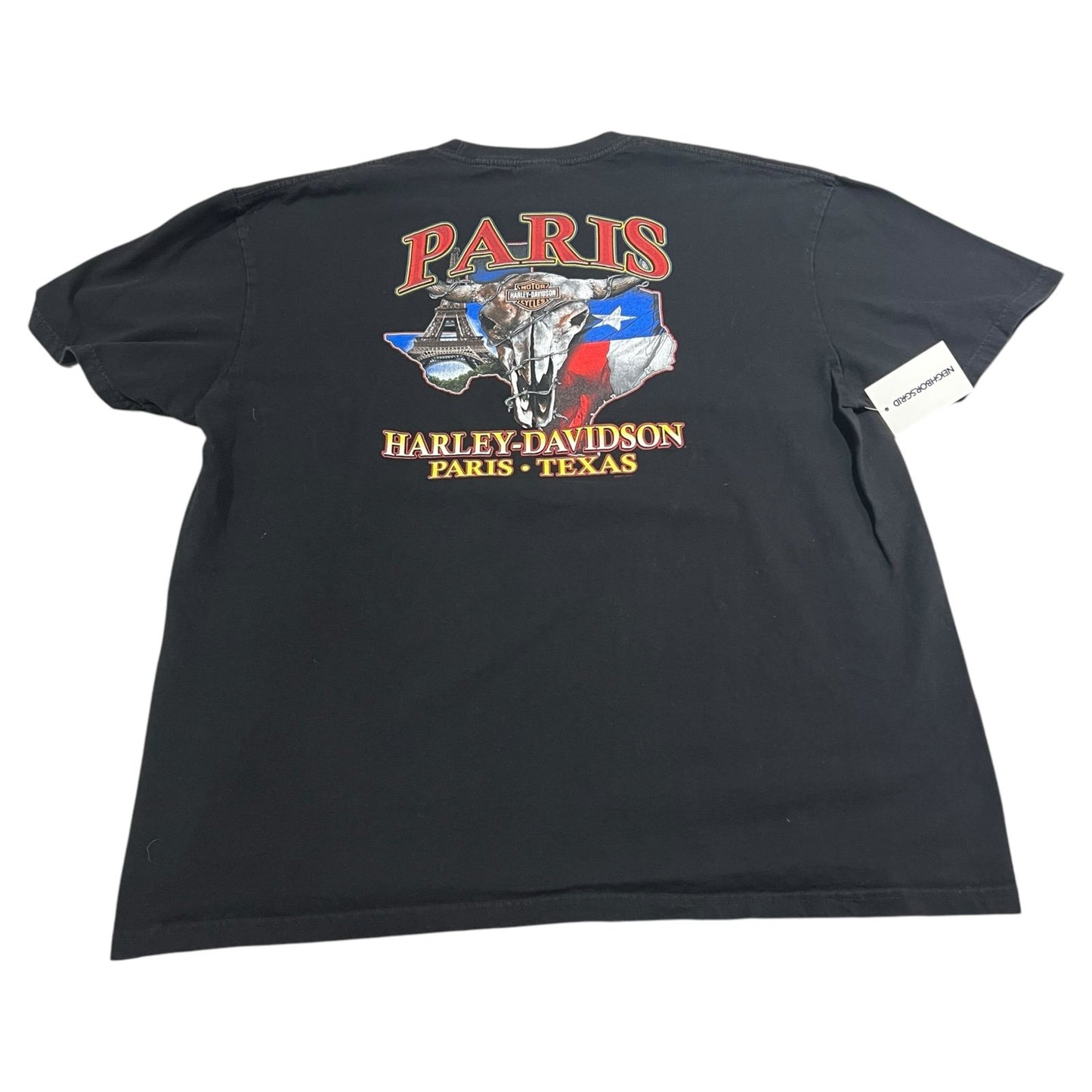 Harley Davidson Paris Shirt Mens 2XL XXL Eiffel Tower Texas State Flag Black