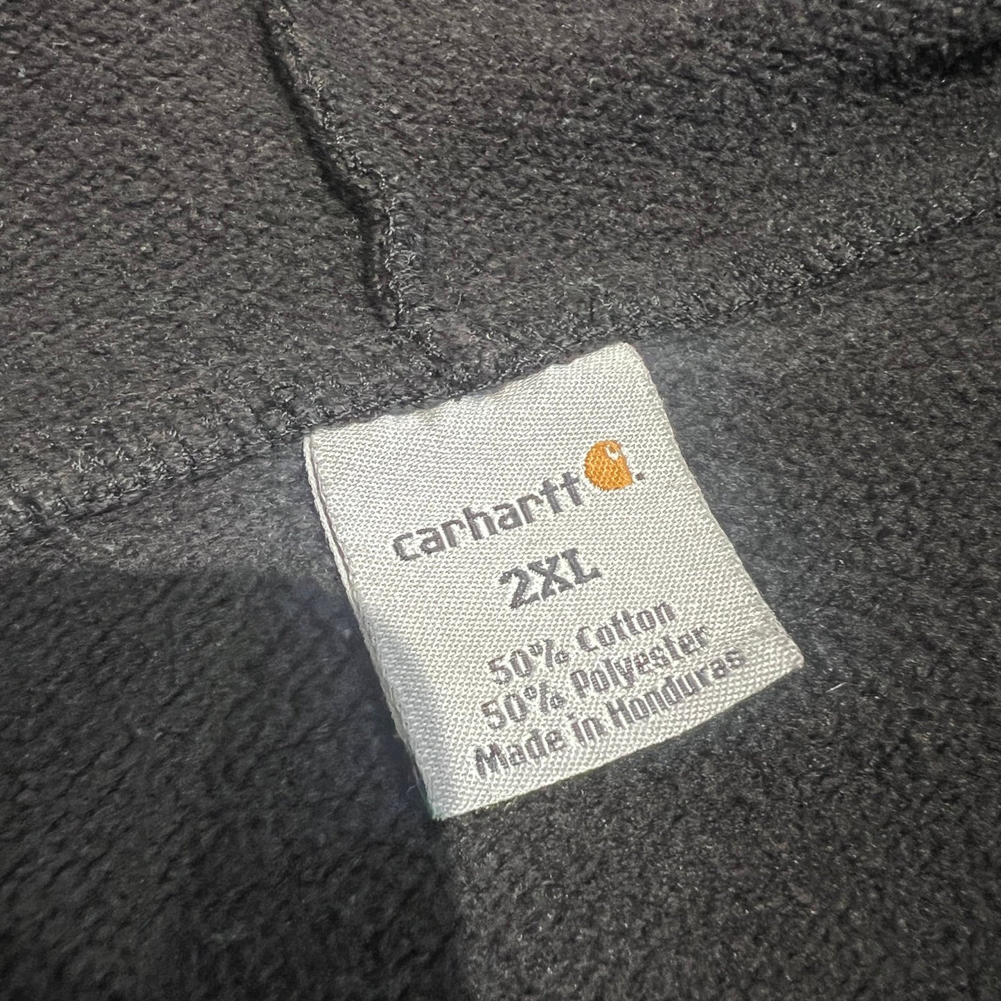 Carhartt Full Zip Hooded Sweatshirt Mens 2XL XXL Workwear Black Distressed