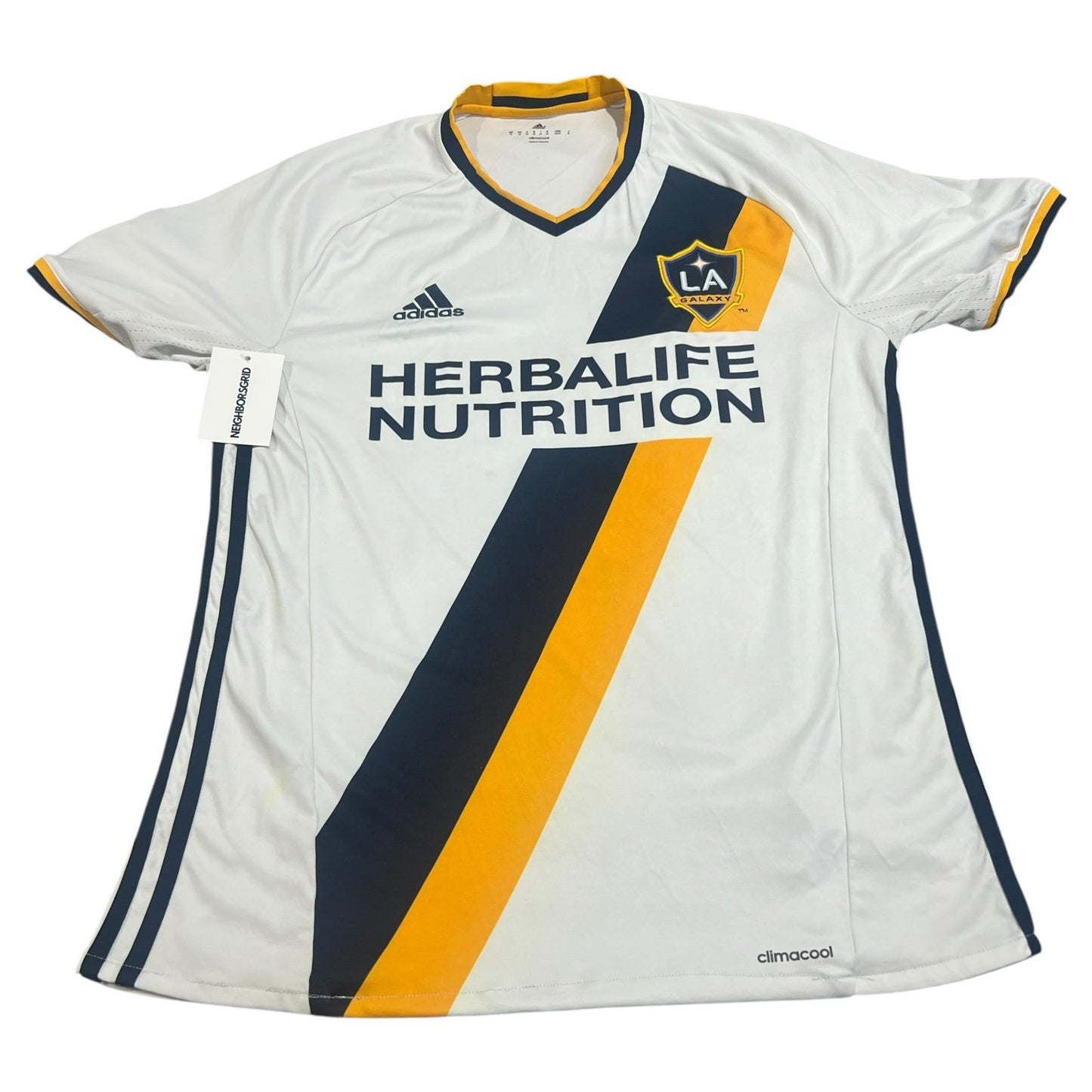 Adidas LA Galaxy Soccer Club Jersey Mens Medium Climacool Short Sleeve White