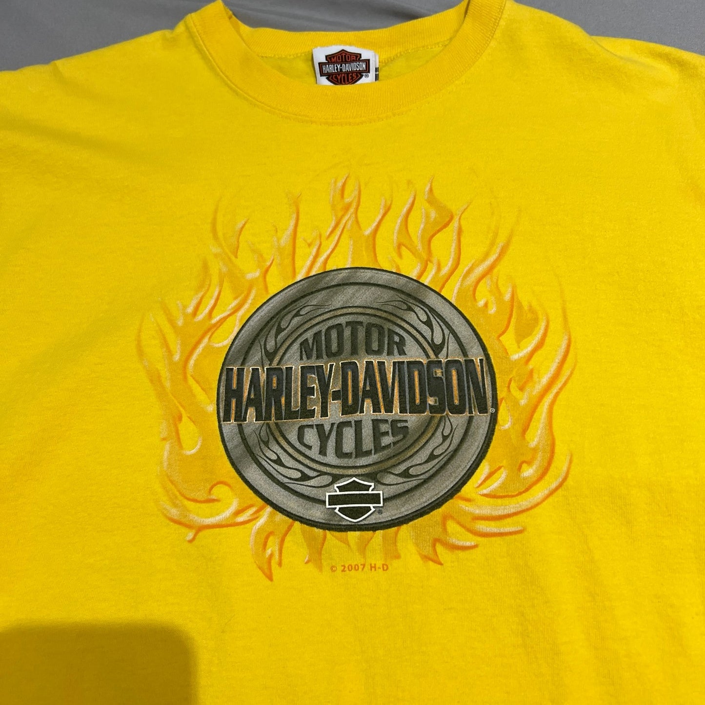 Harley Davidson Mann's Columbus Sleeveless Tank Top Shirt Mens XL Yellow