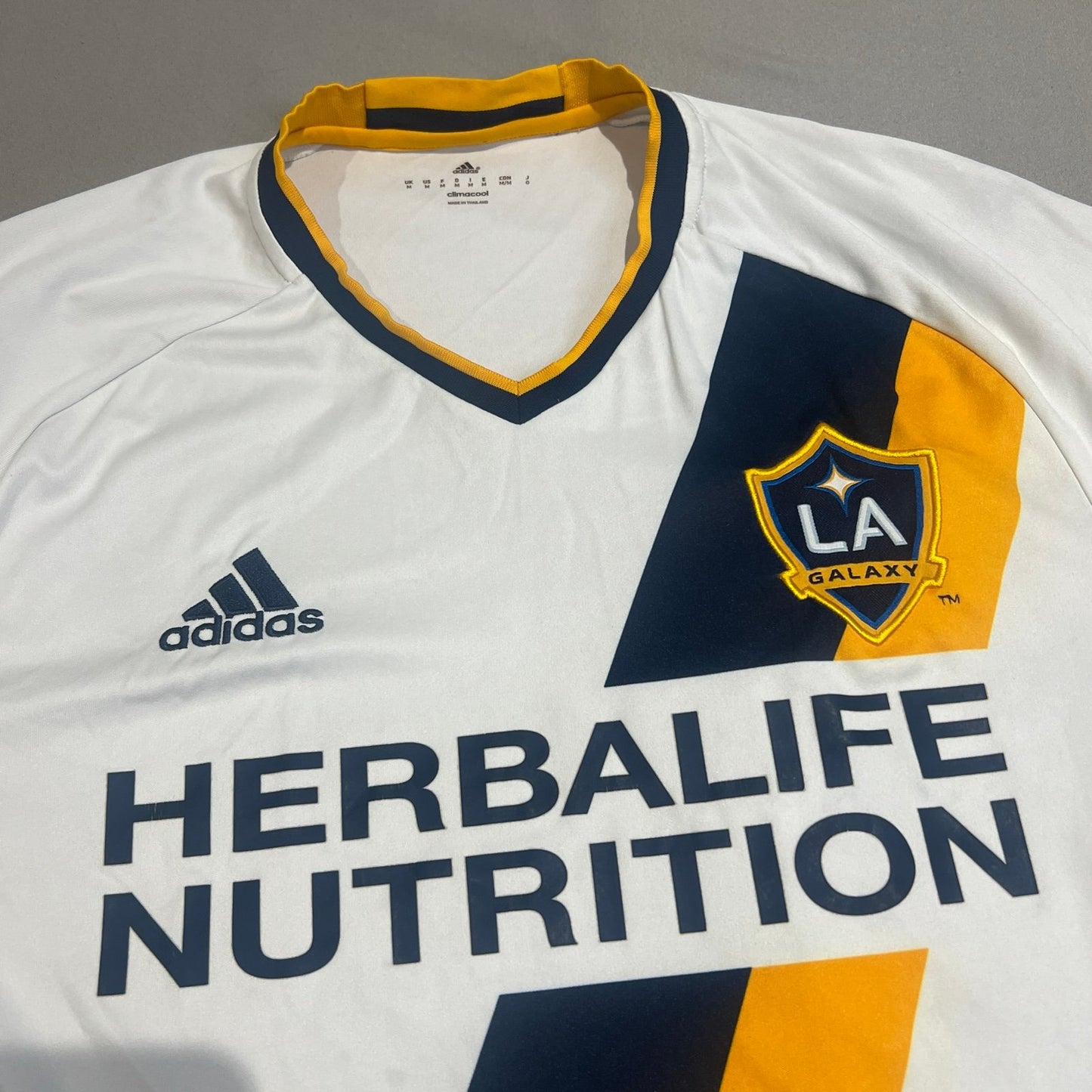 Adidas LA Galaxy Soccer Club Jersey Mens Medium Climacool Short Sleeve White